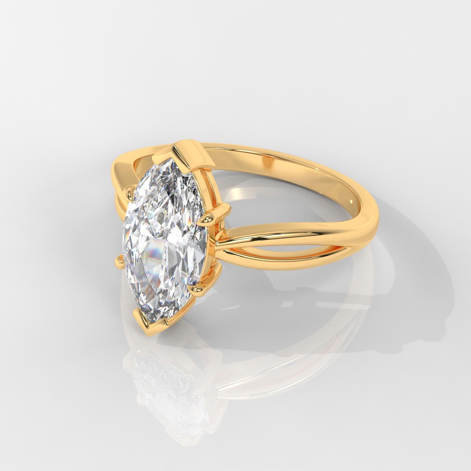 Marquise Cut Solitaire Engagement Ring with Split Shank - Image 2
