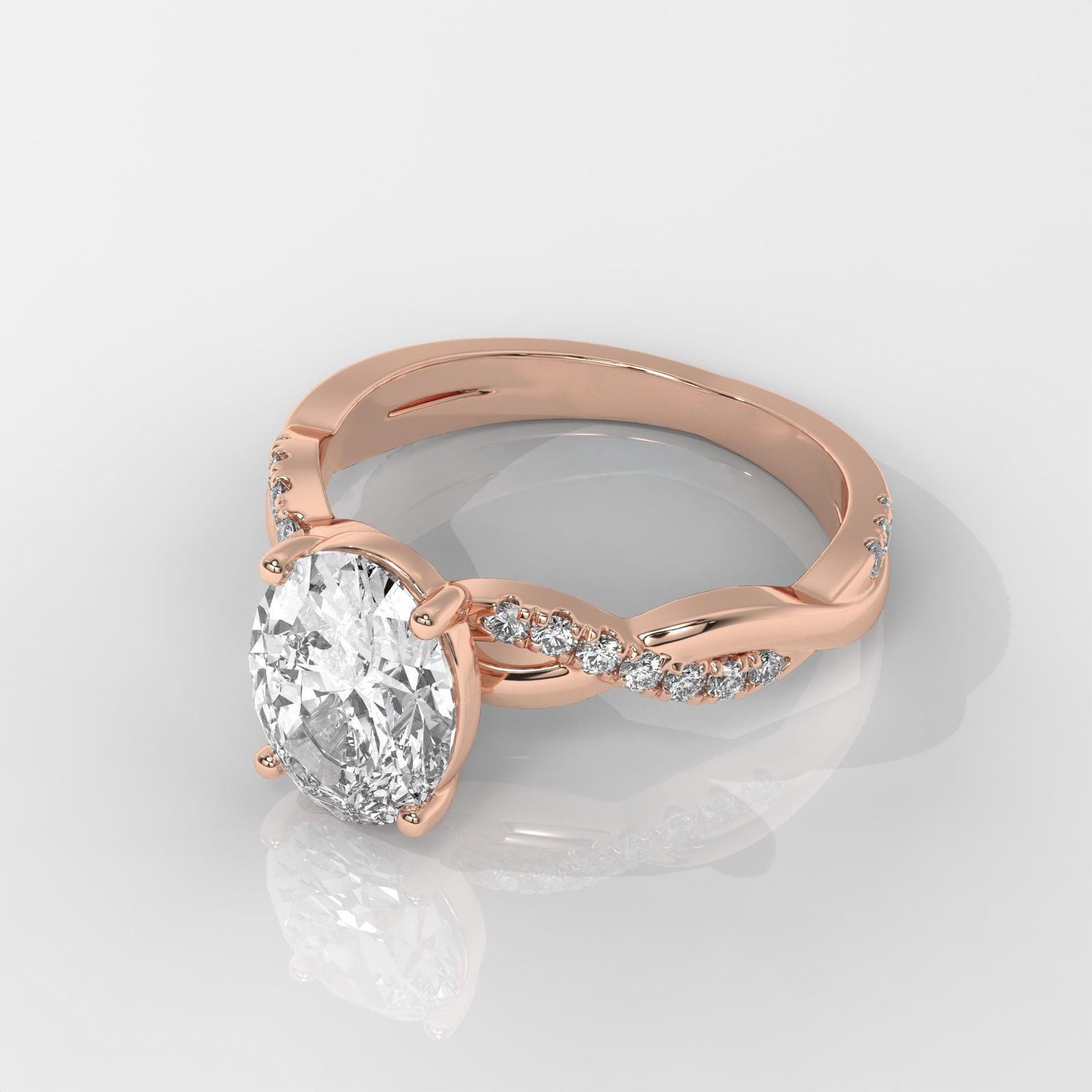 Oval Brilliant Cut Engagement Ring with Twisted Band - Image 9