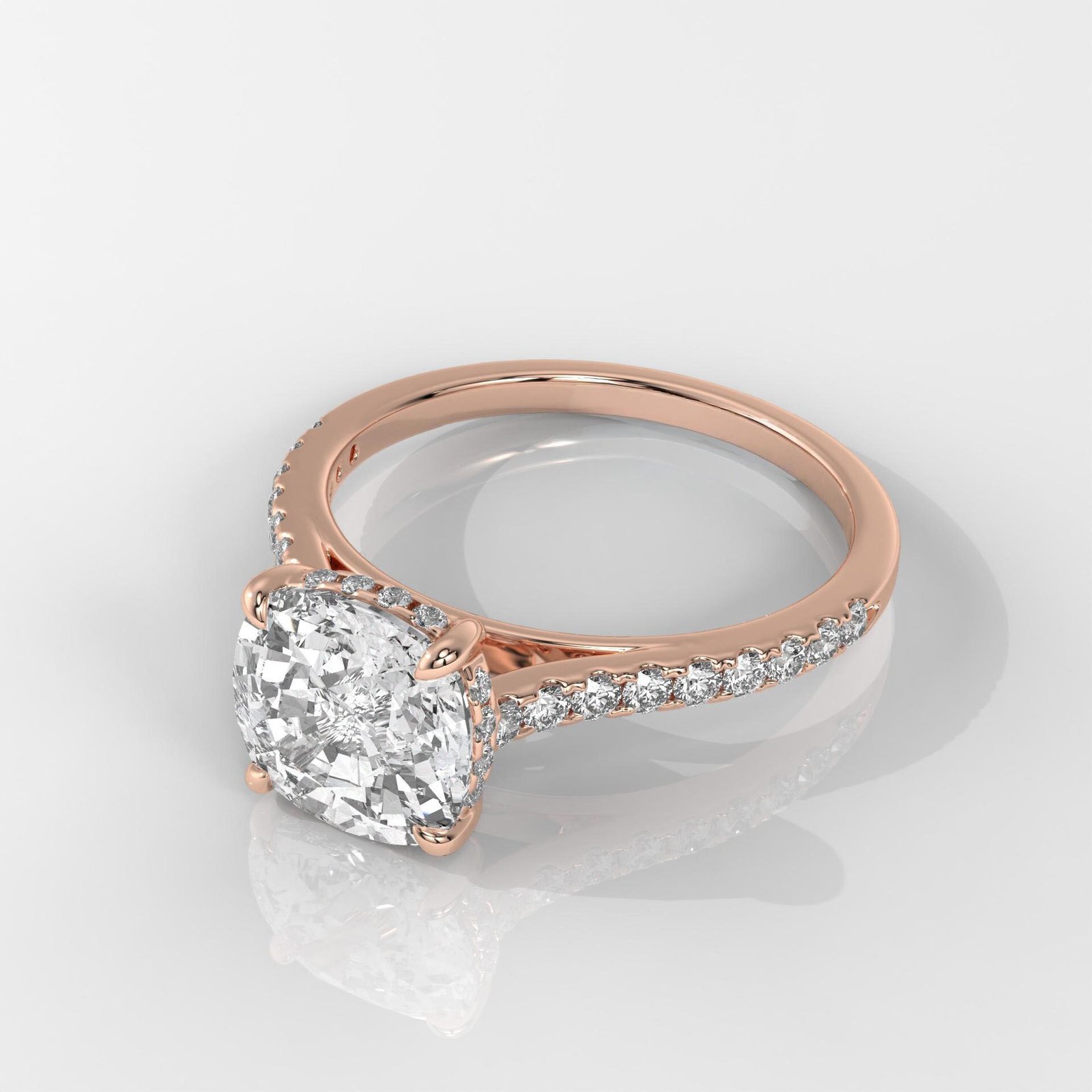 Cushion-Cut Diamond Engagement Ring with Side Stones - Image 8