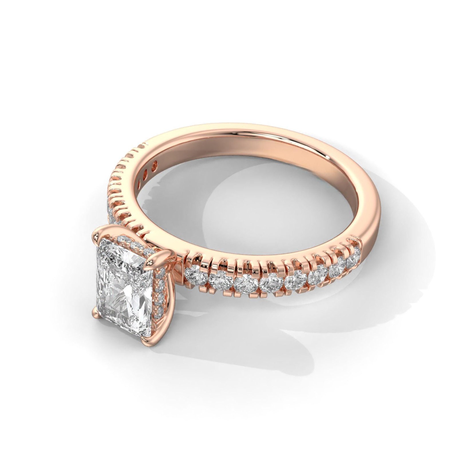 Radiant Cut Diamond Engagement Ring with Side Stones - Image 6
