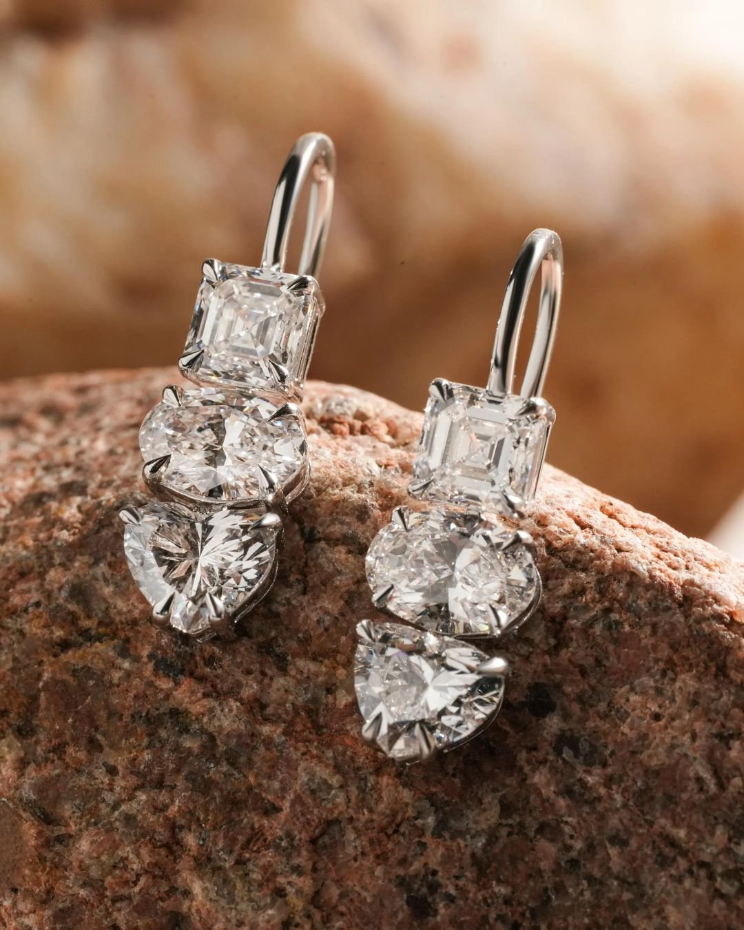 Mixed Shape Lab Grown Diamond Dangle Earrings - Image 4