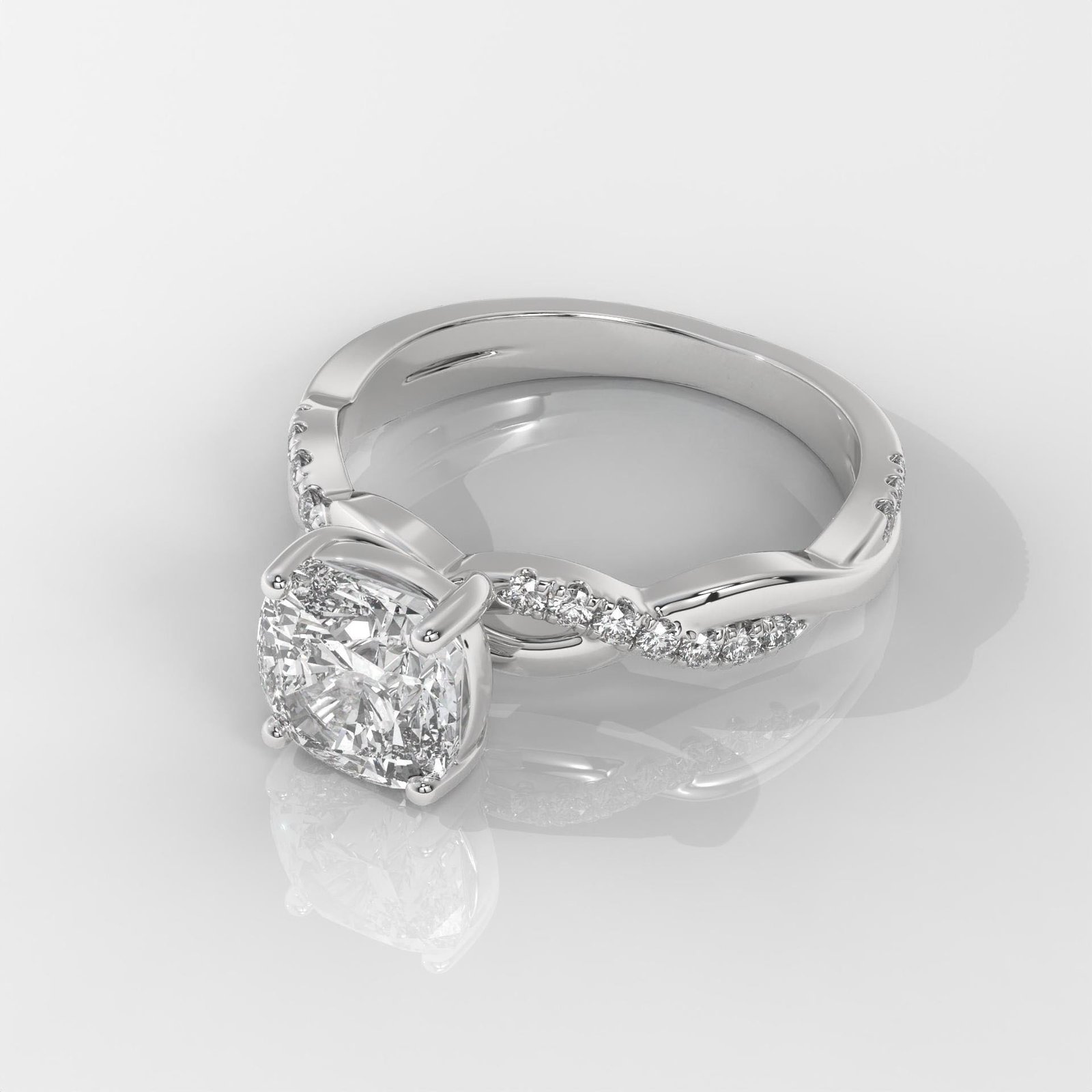 Square Cushion Cut Engagement Ring with Twisted Band - Image 5