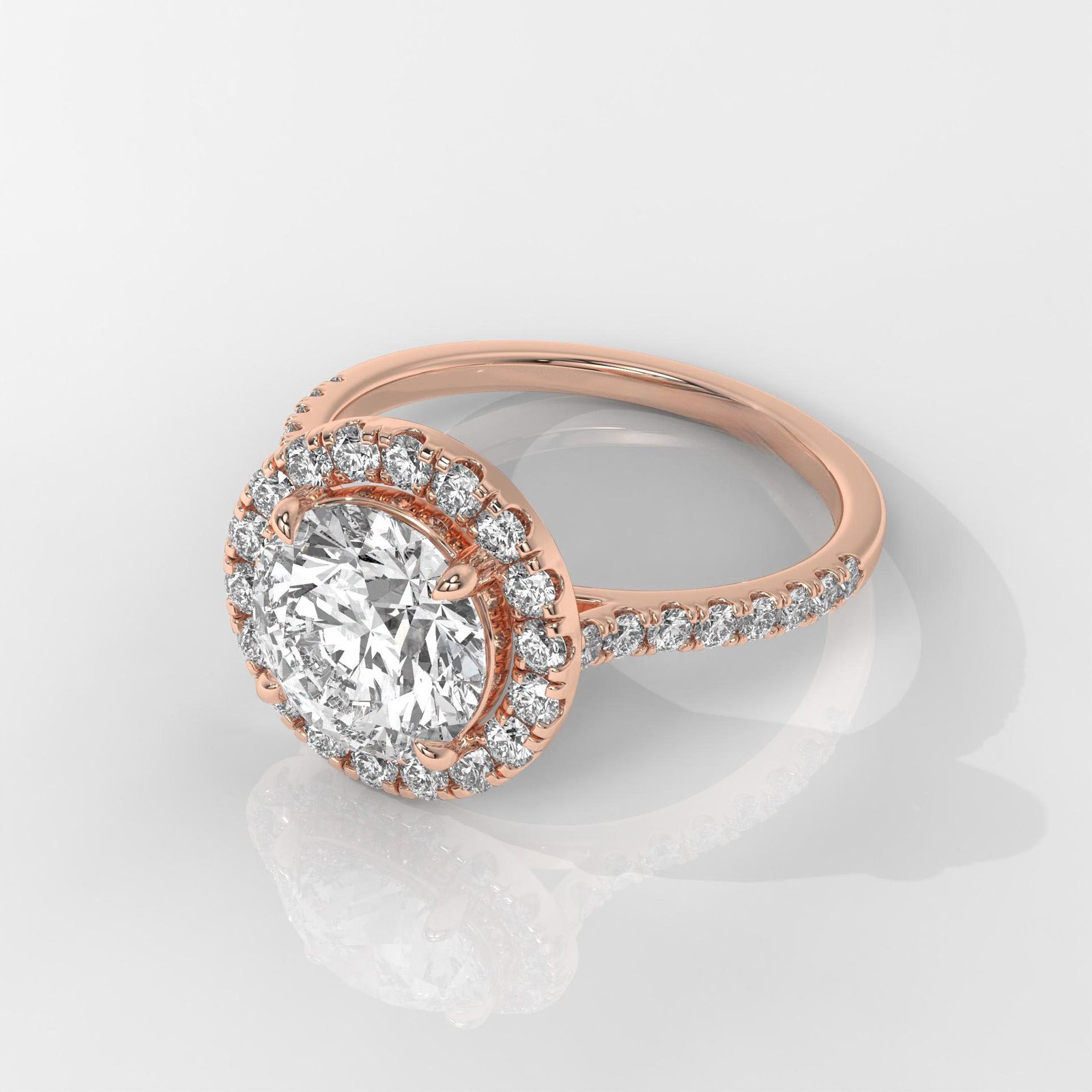 Round Halo IGI Certified Engagement Ring - Image 8