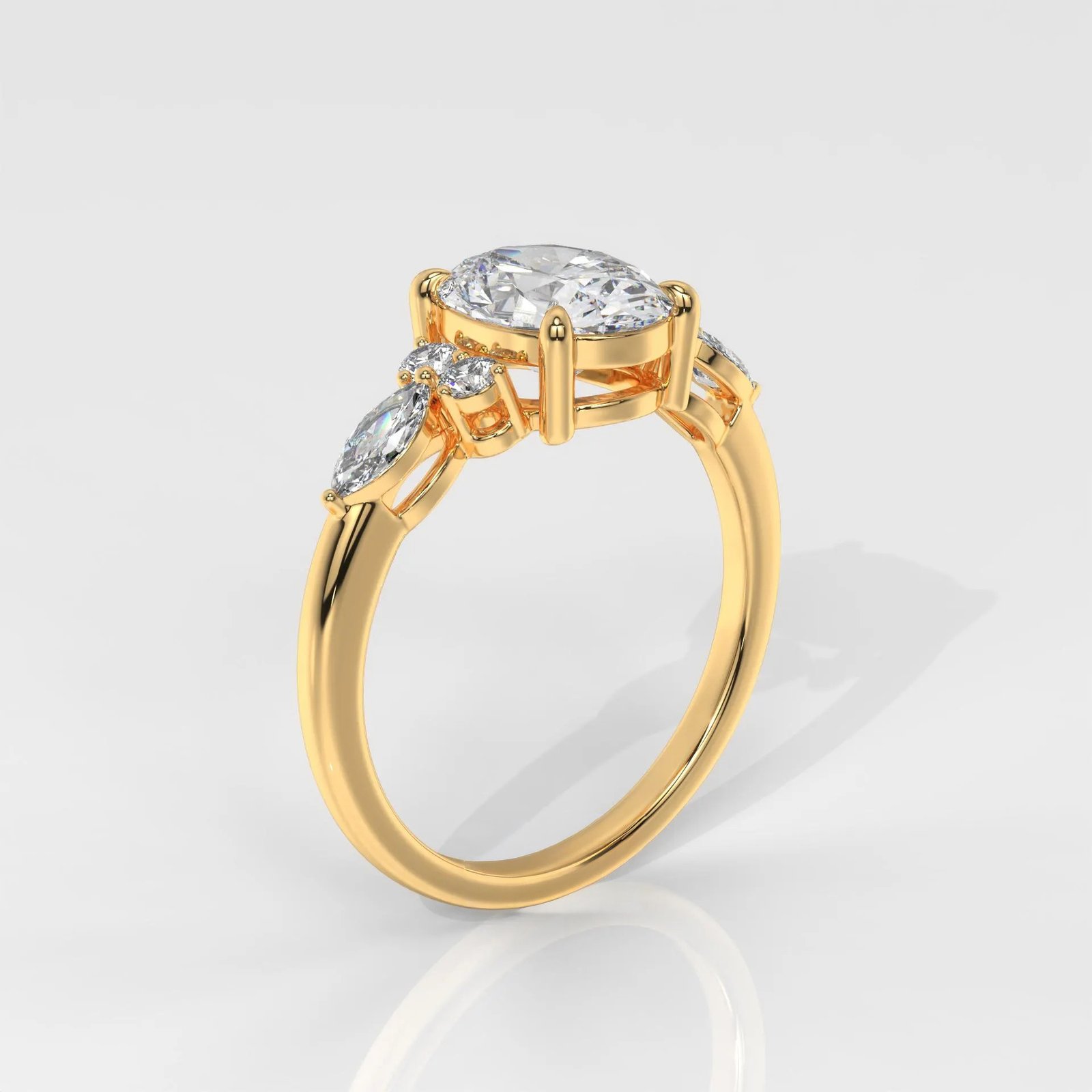 Round Cut Engagement Ring With Side Marquise Diamonds - Image 4