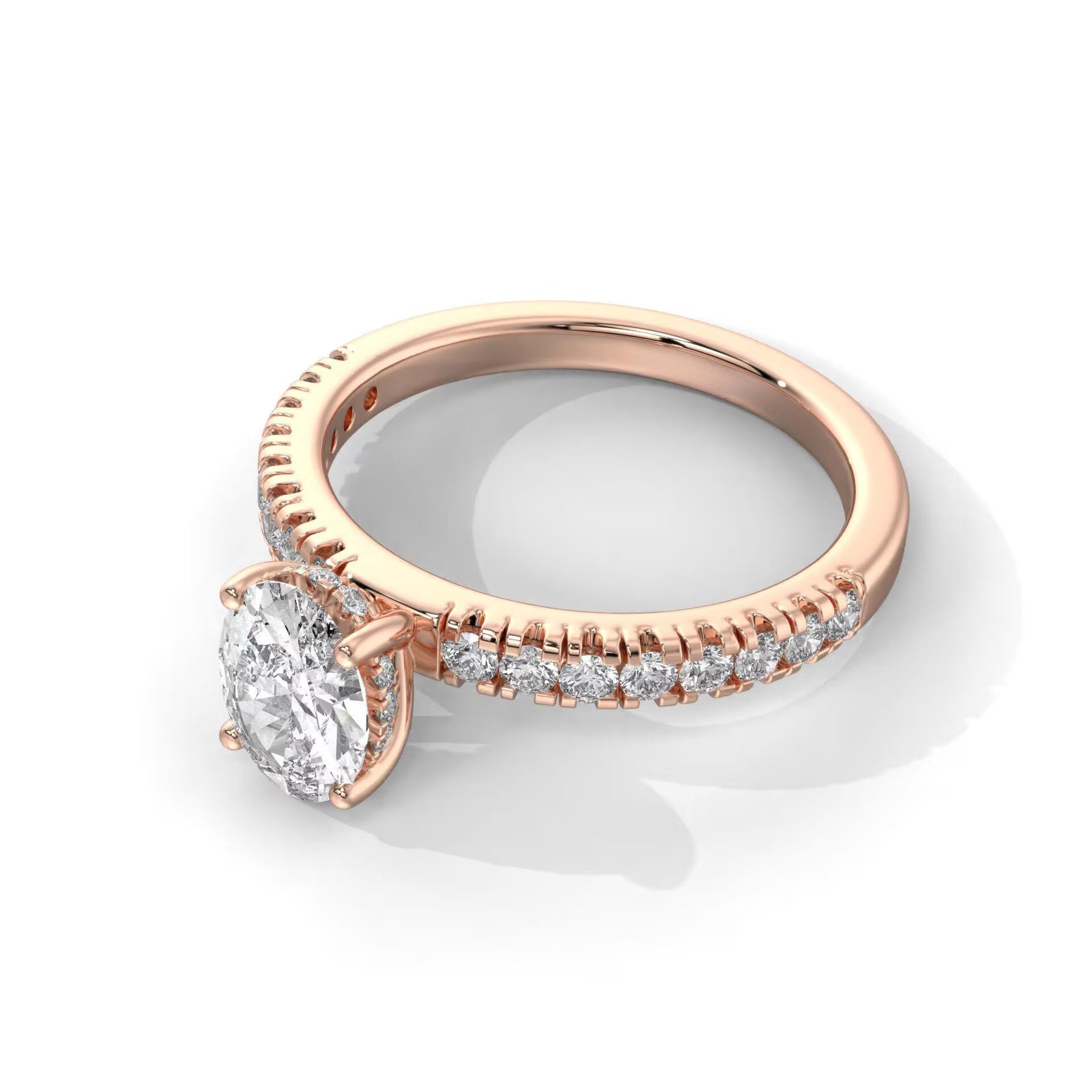 Oval Cut Hidden Halo Engagement Ring - Image 6