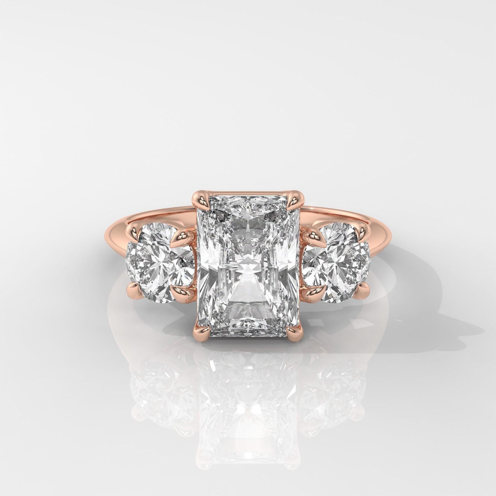 Three Stone Radiant Cut Engagement Ring - Image 3