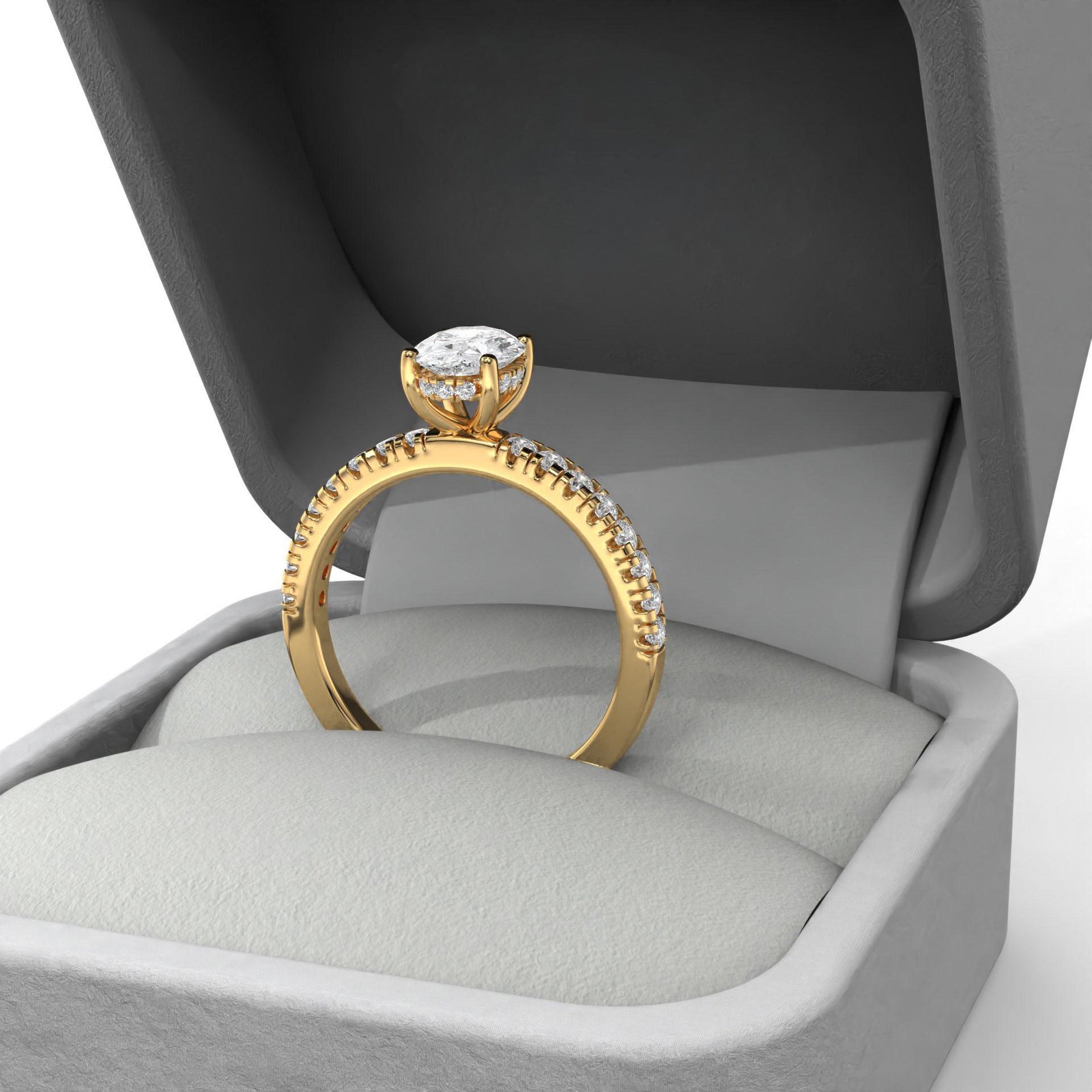 Oval Cut Hidden Halo Engagement Ring - Image 7