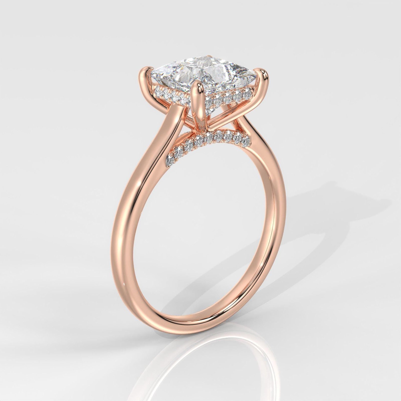 Princess Cut Hidden Halo Enagement Ring - Image 9