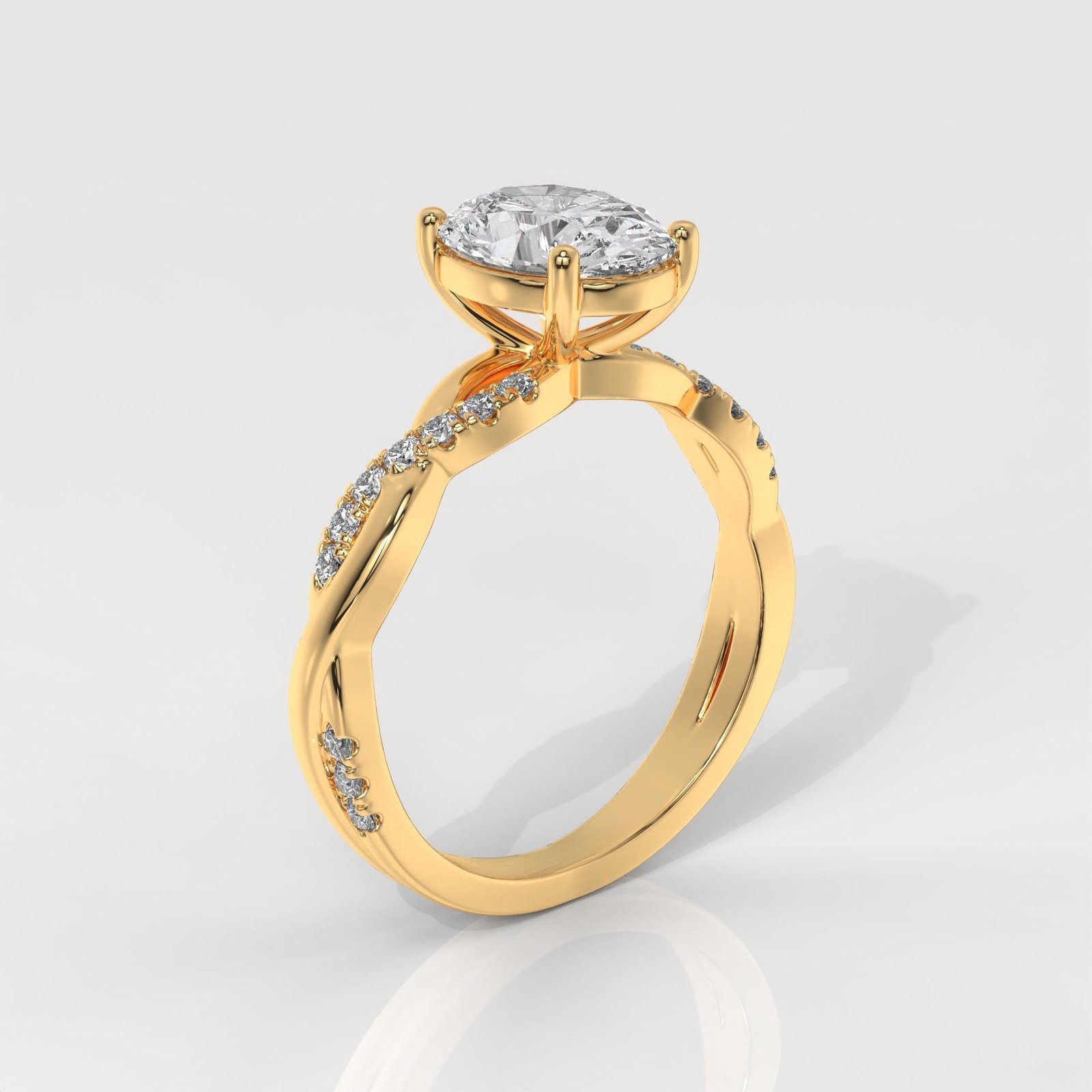 Oval Brilliant Cut Engagement Ring with Twisted Band - Image 3