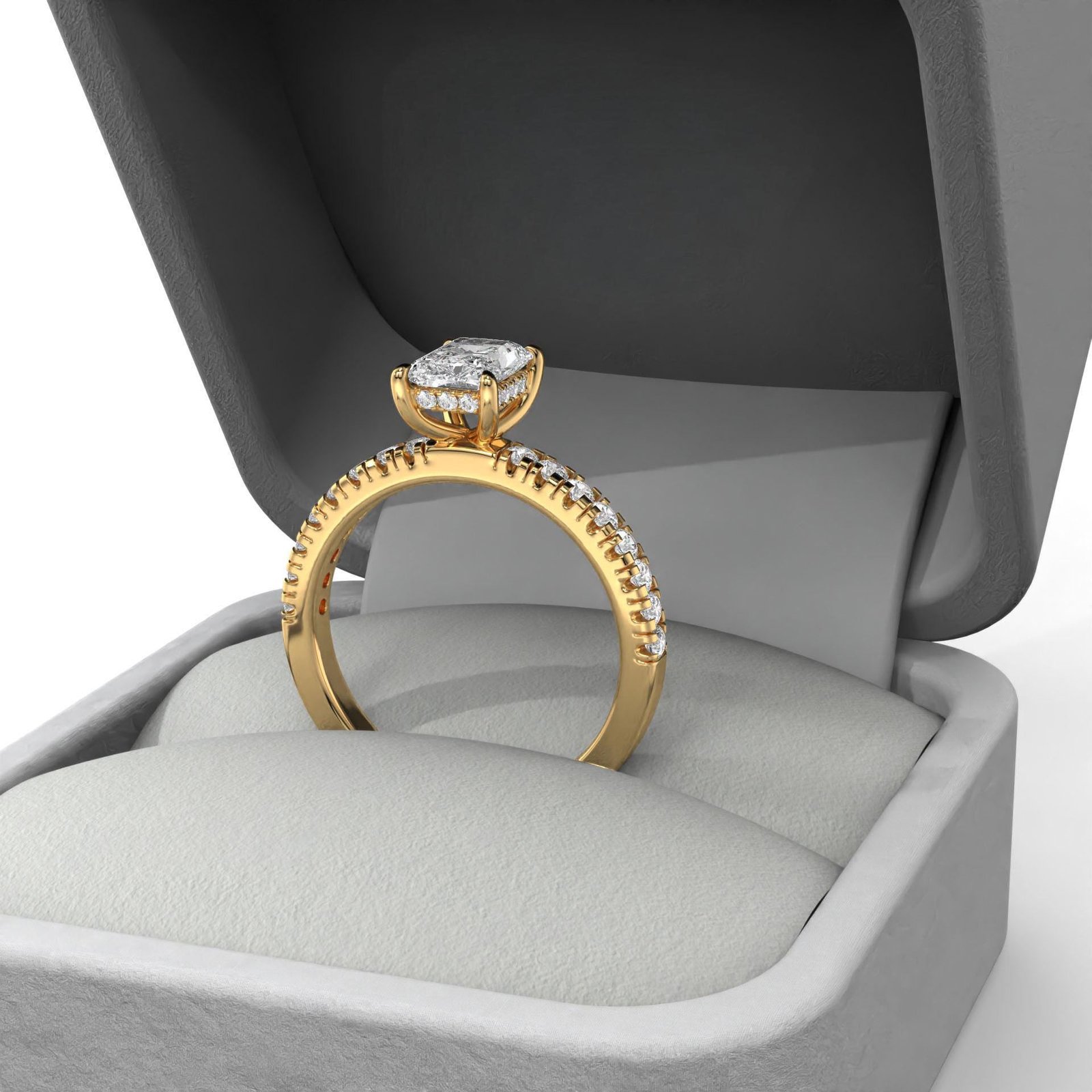 Radiant Cut Diamond Engagement Ring with Side Stones - Image 7