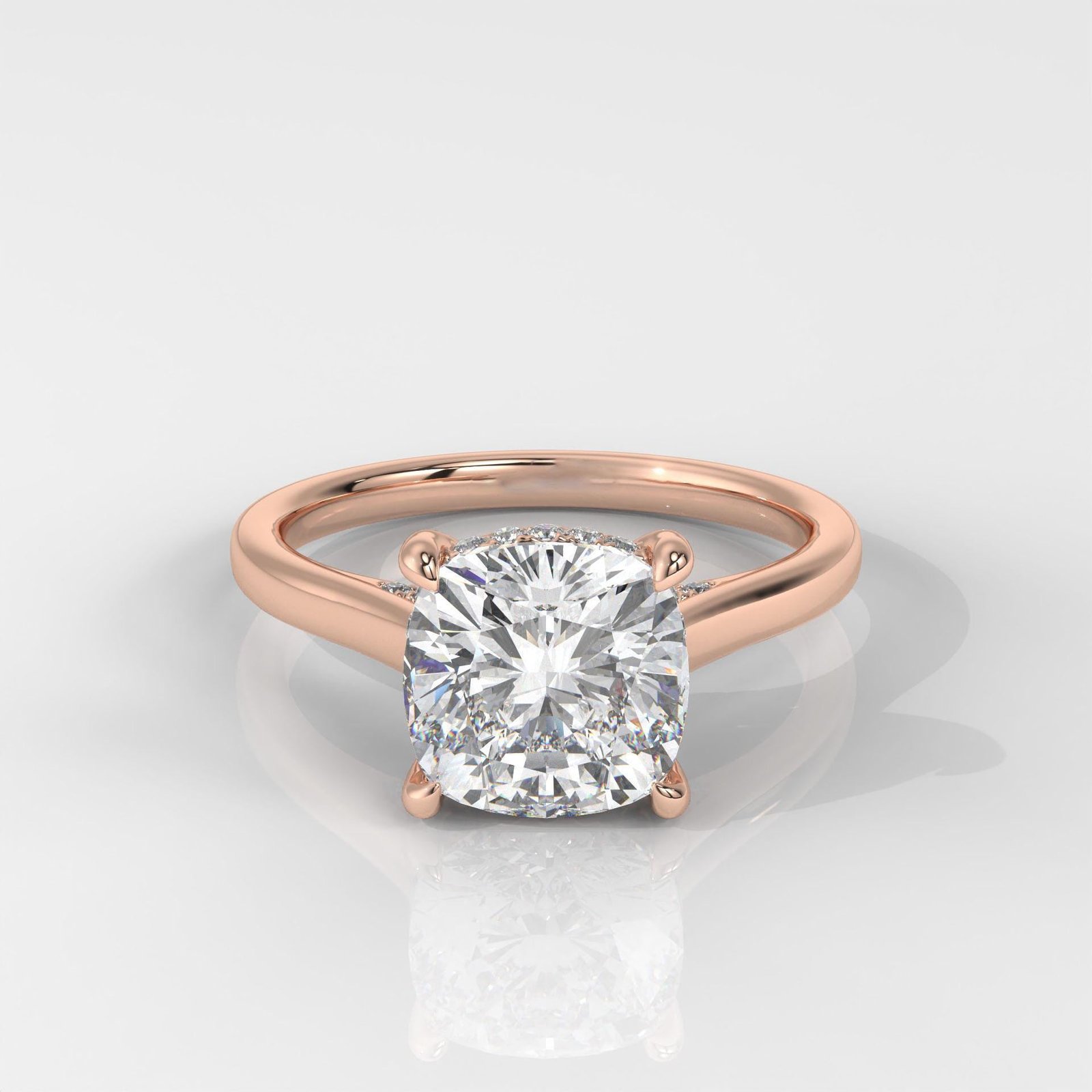 Square Cushion Hiddden Halo Engagement Ring - Image 7