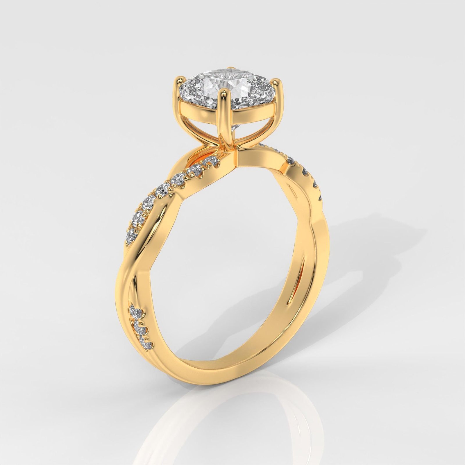 Square Cushion Cut Engagement Ring with Twisted Band - Image 3