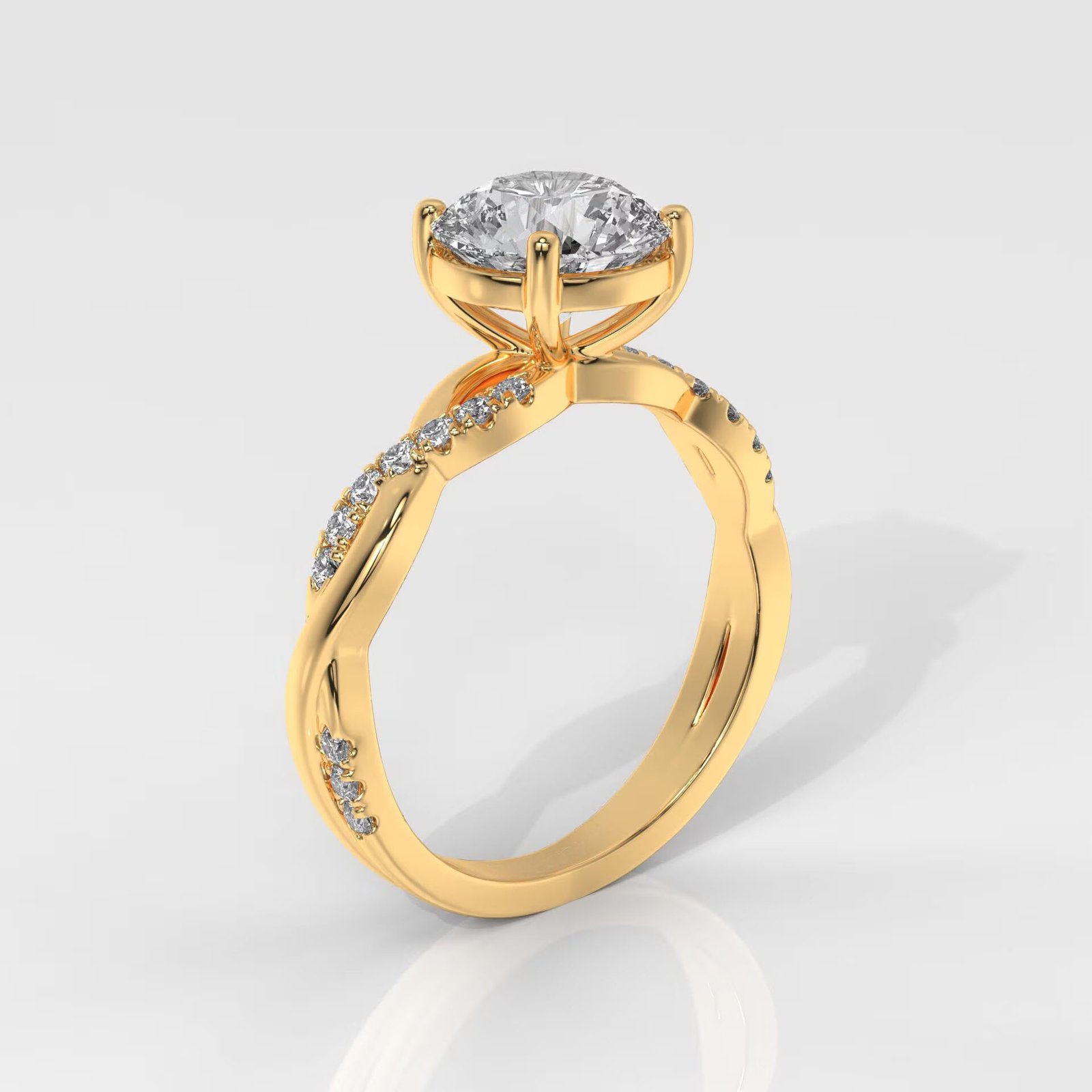 Round Brilliant Cut Engagement Ring with Twisted Band - Image 3