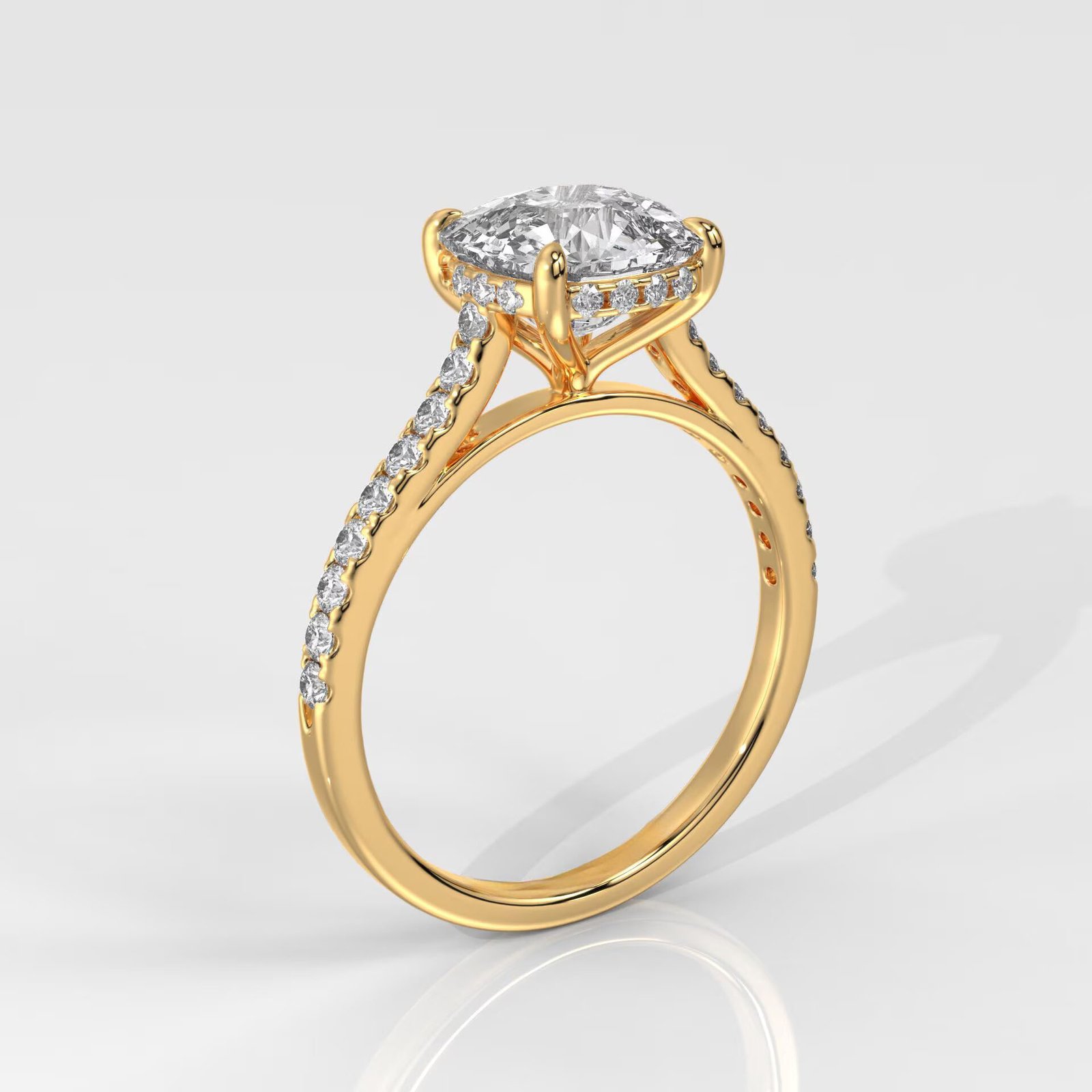 Cushion-Cut Diamond Engagement Ring with Side Stones - Image 3