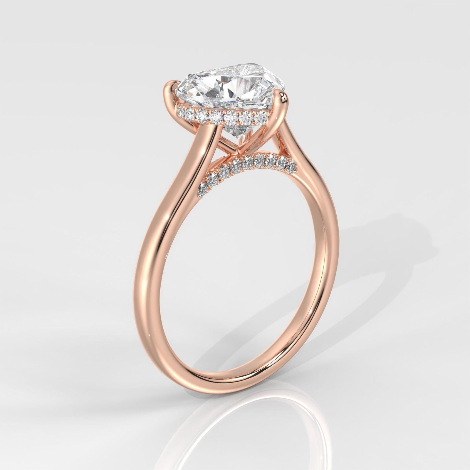 Heart Cut Hidden Halo Enagement Ring - Image 9