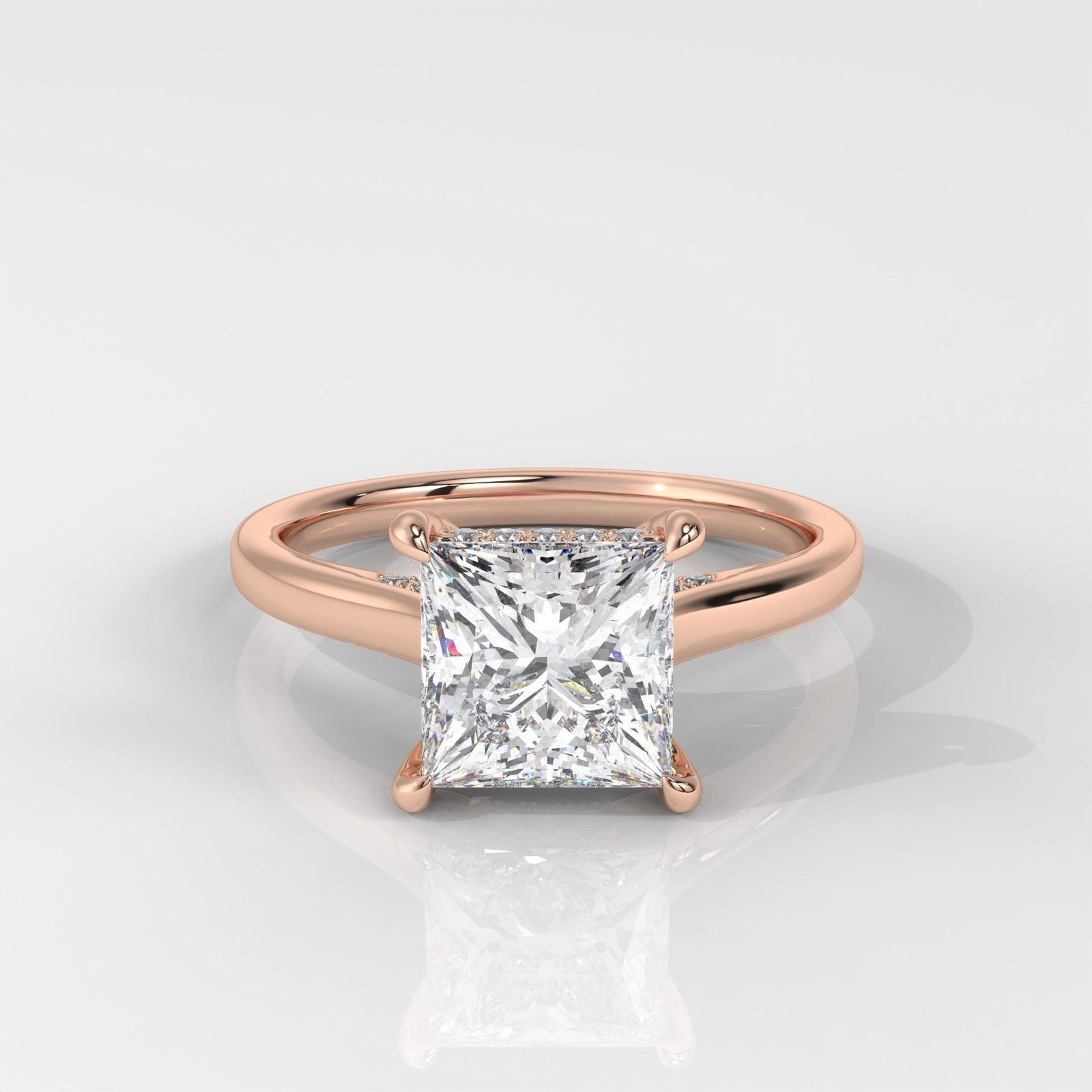 Princess Cut Hidden Halo Enagement Ring - Image 7