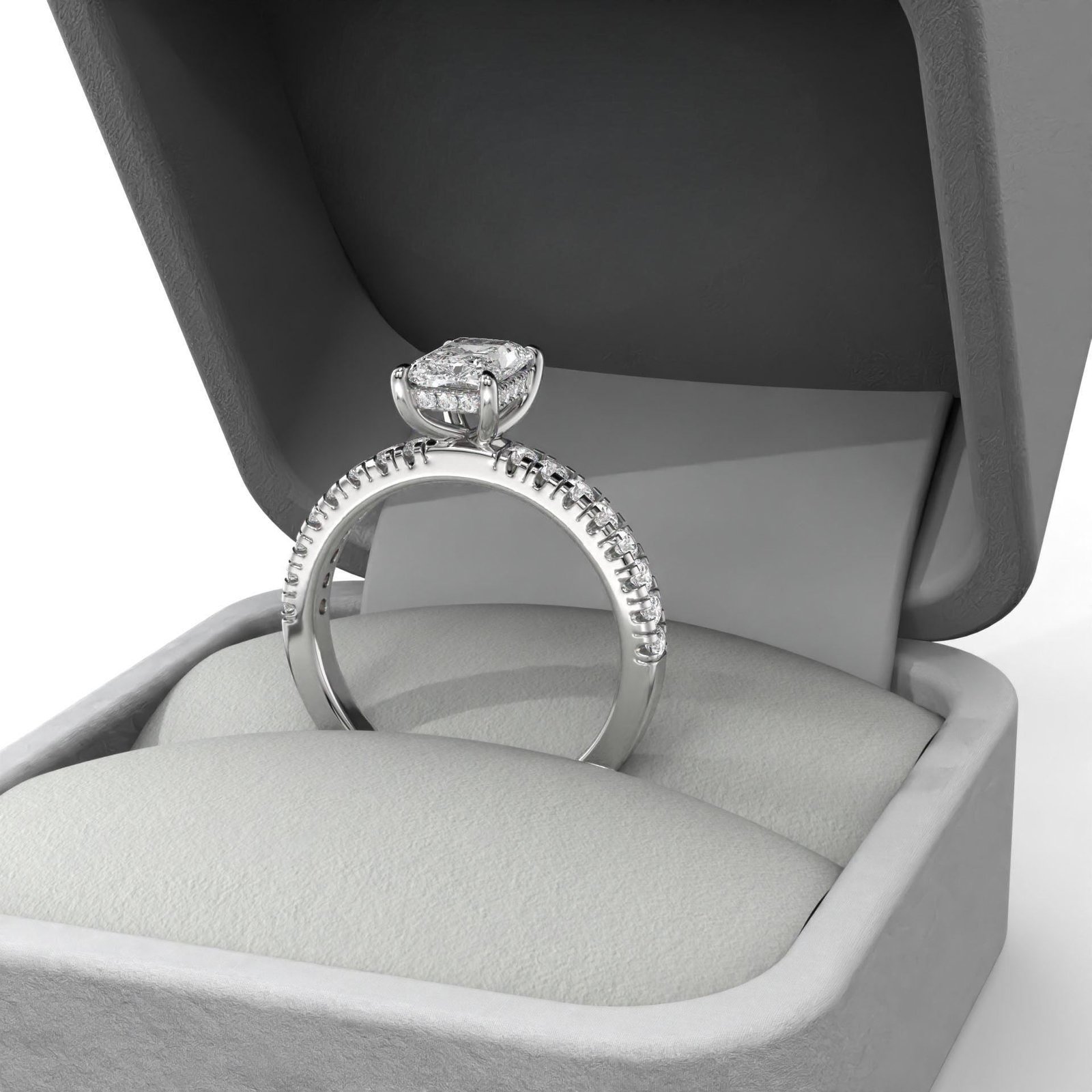 Radiant Cut Diamond Engagement Ring with Side Stones - Image 8