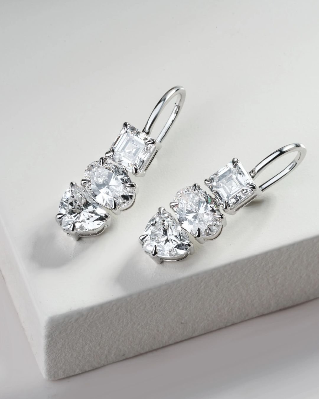 Mixed Shape Lab Grown Diamond Dangle Earrings - Image 5