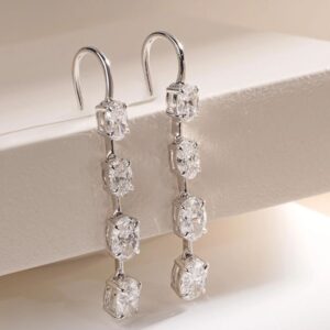 Oval Cut Lab Grown Diamond Dangle Earrings