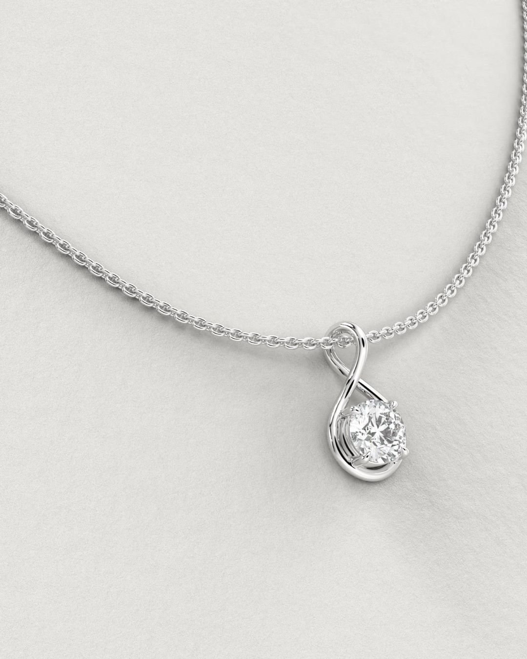 Twisted Round Lab Grown Diamond Solitaire Pendant - Image 8