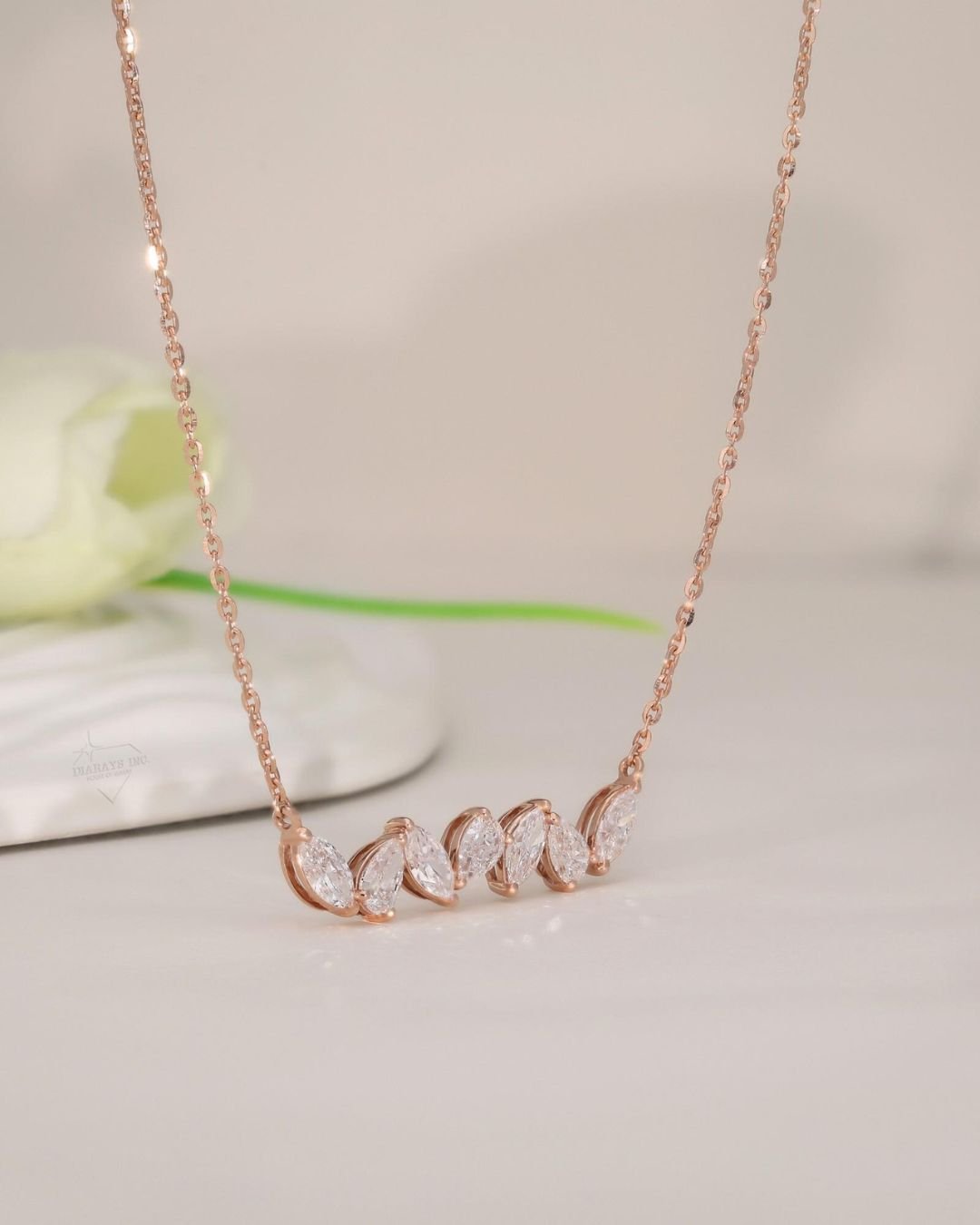 Pear & Marquise Lab Grown Diamond Cluster Necklace - Image 5
