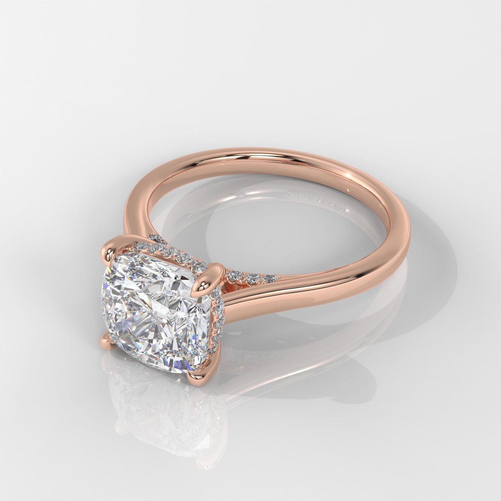 Square Cushion Hiddden Halo Engagement Ring - Image 8