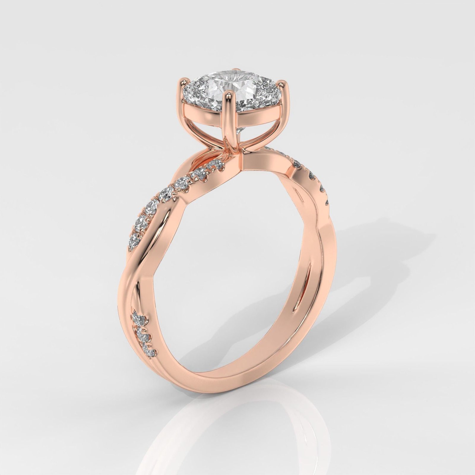 Square Cushion Cut Engagement Ring with Twisted Band - Image 9