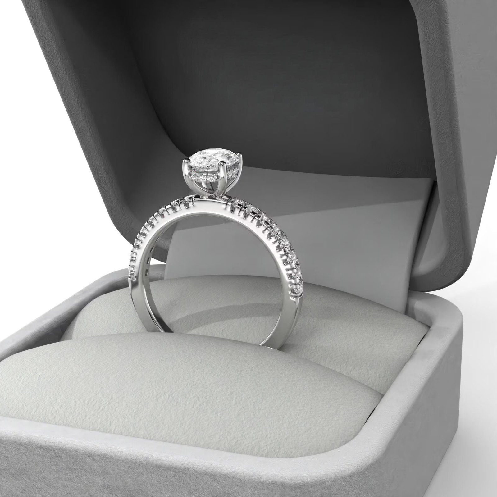 Oval Cut Hidden Halo Engagement Ring - Image 8