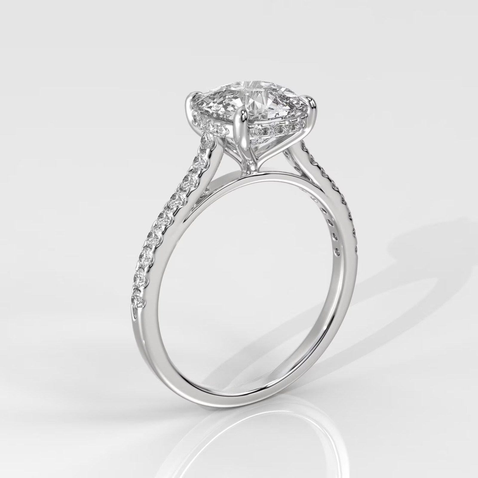 Cushion-Cut Diamond Engagement Ring with Side Stones - Image 6