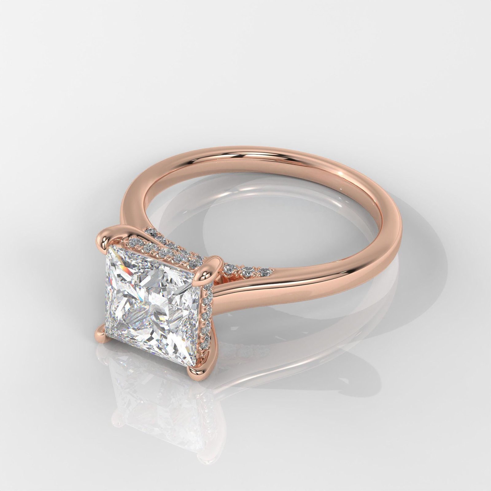 Princess Cut Hidden Halo Enagement Ring - Image 8