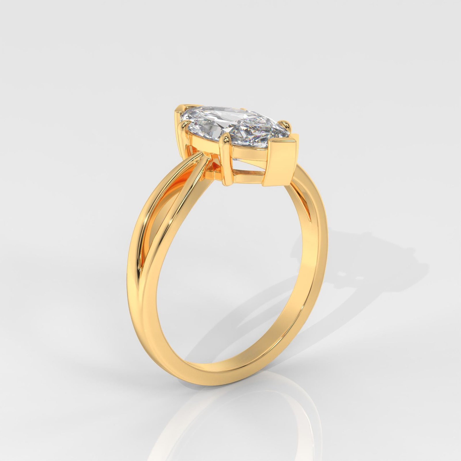Marquise Cut Solitaire Engagement Ring with Split Shank - Image 4