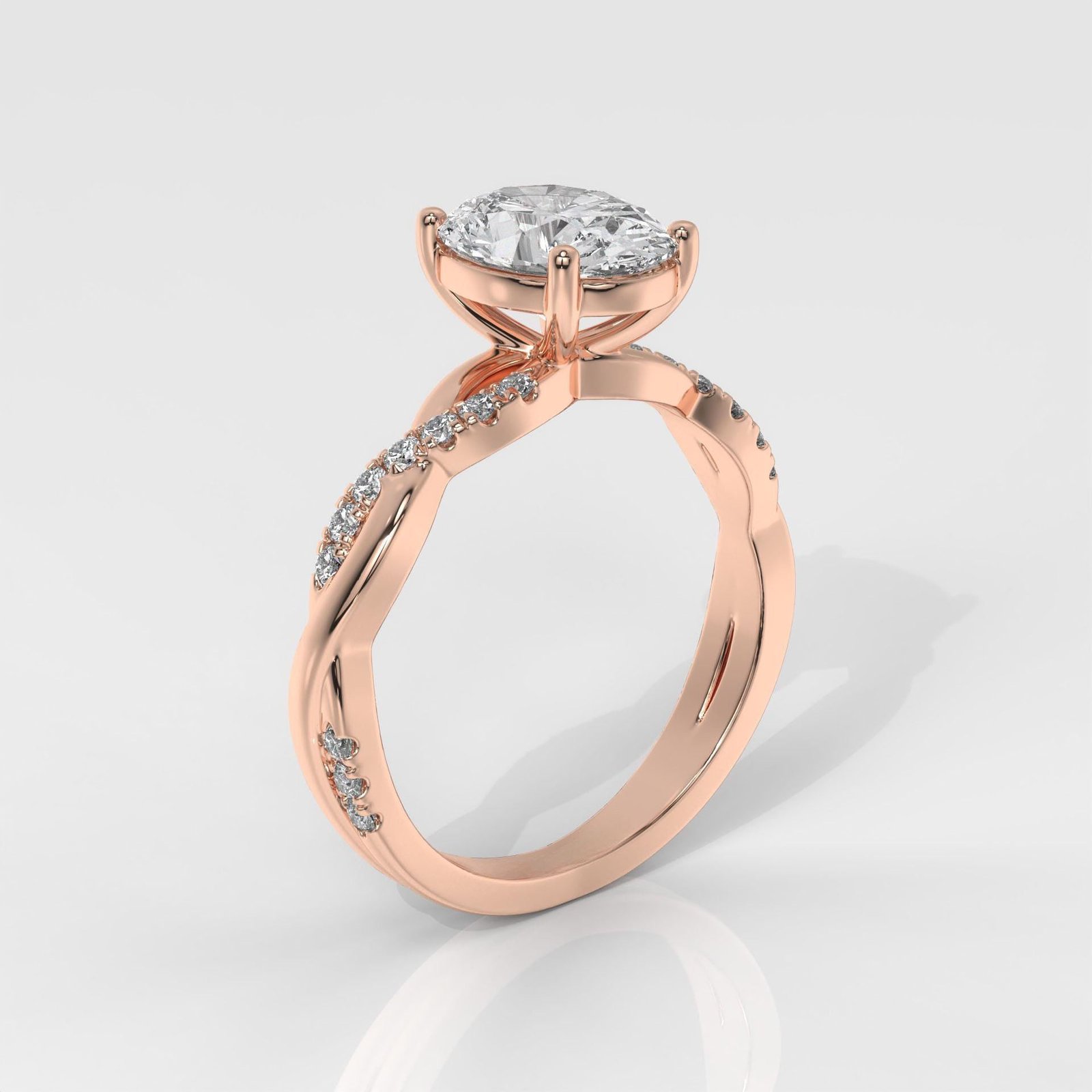 Oval Brilliant Cut Engagement Ring with Twisted Band - Image 10