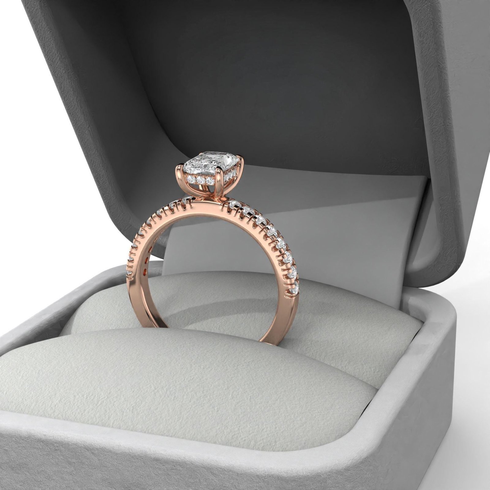 Radiant Cut Diamond Engagement Ring with Side Stones - Image 9
