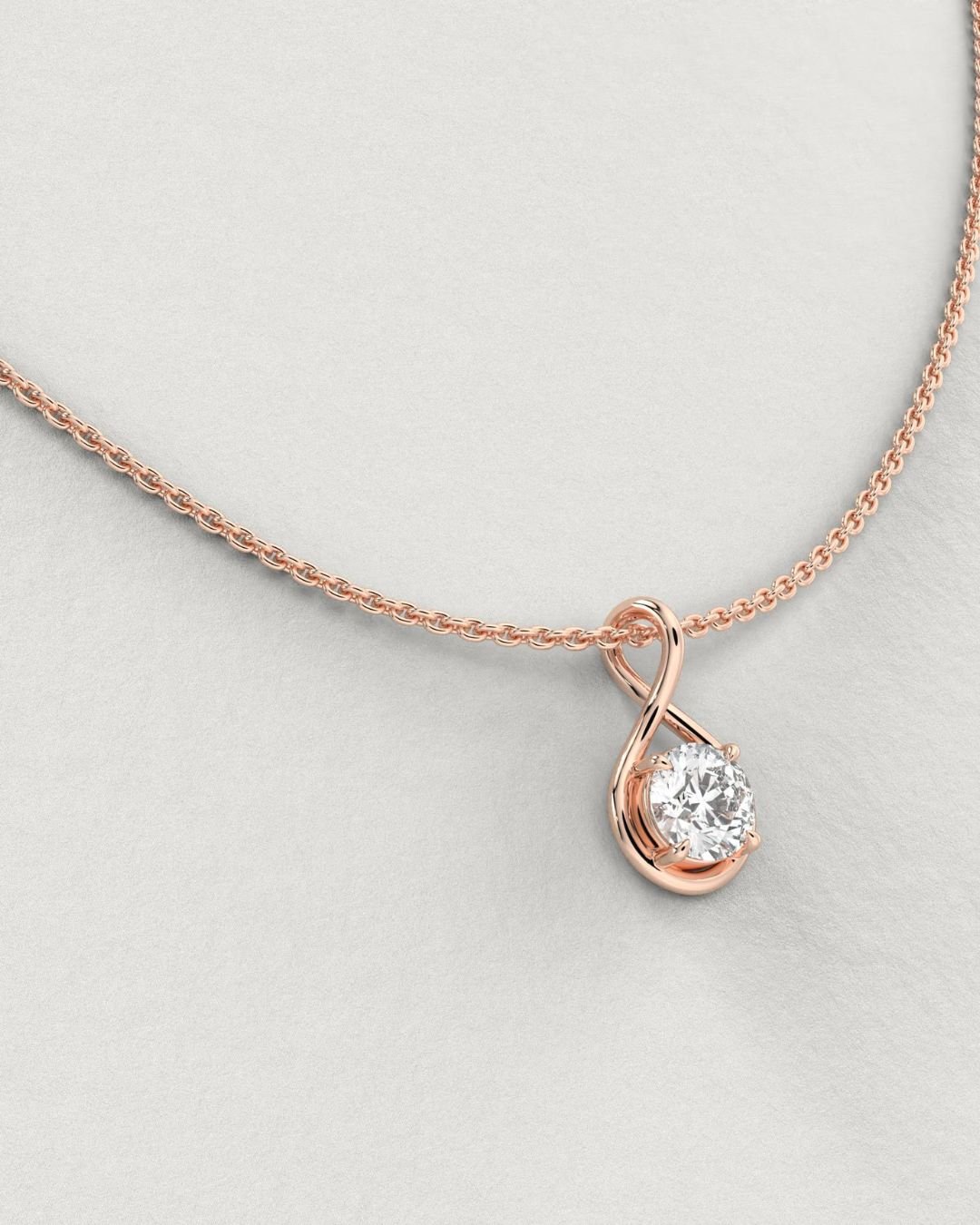 Twisted Round Lab Grown Diamond Solitaire Pendant - Image 9