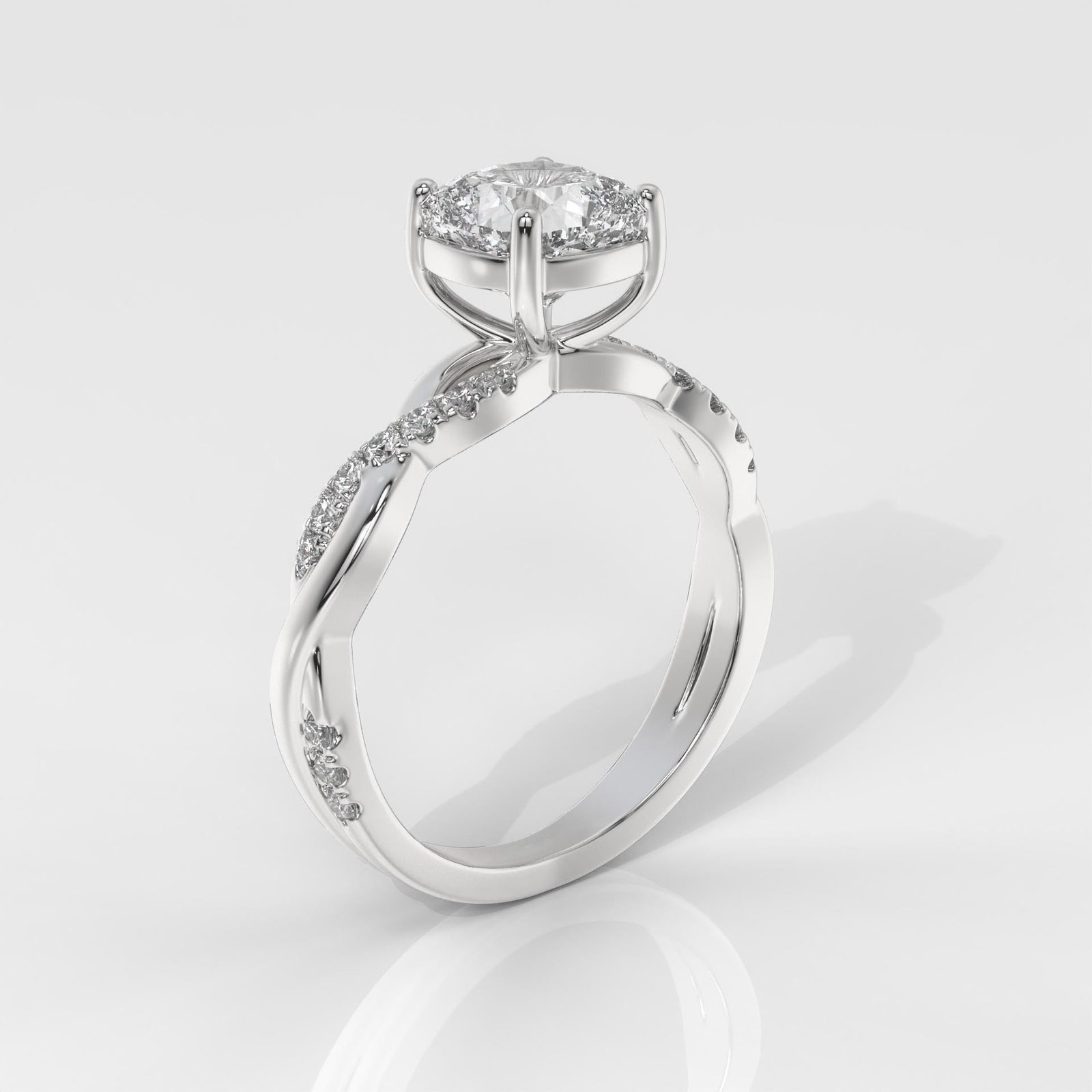 Square Cushion Cut Engagement Ring with Twisted Band - Image 6