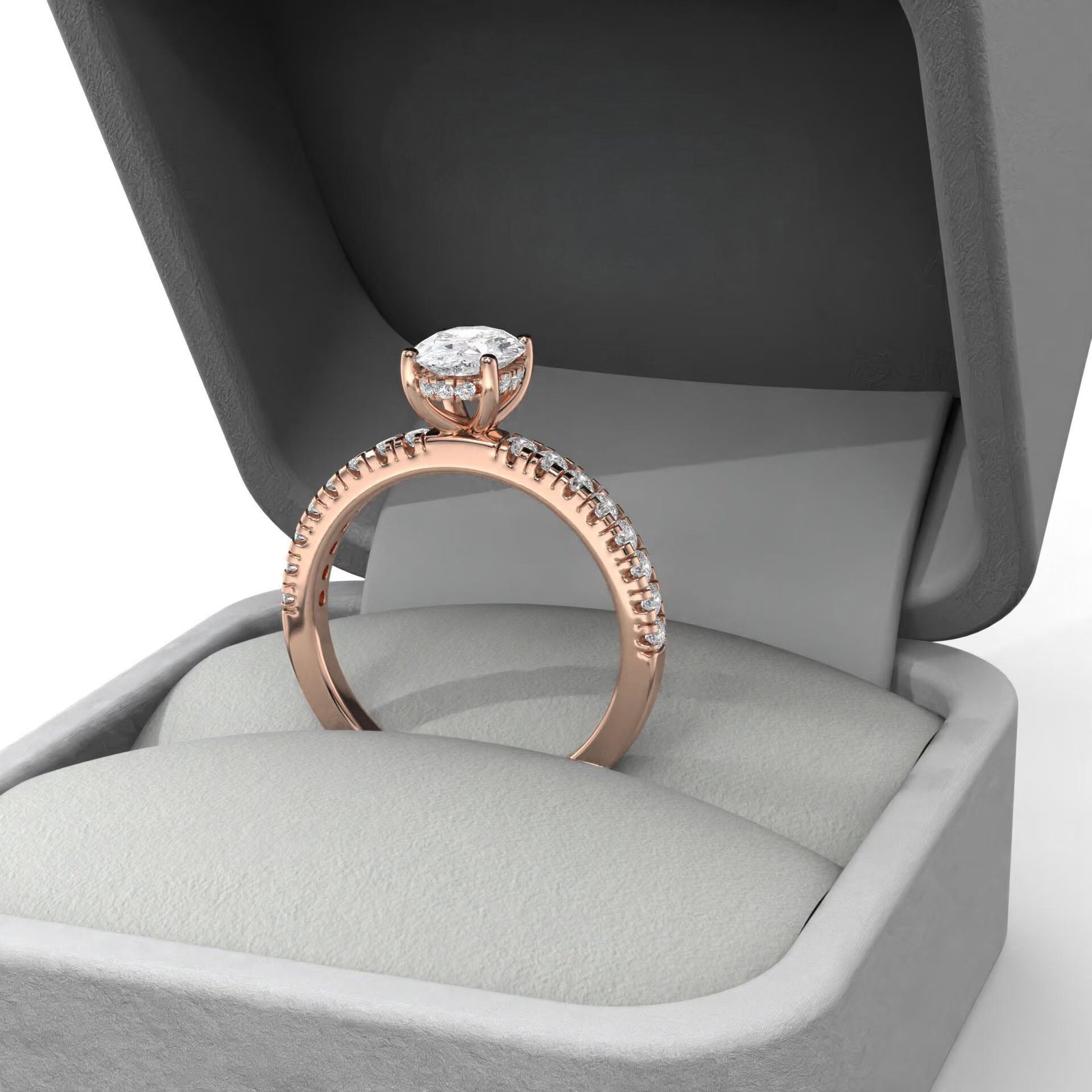 Oval Cut Hidden Halo Engagement Ring - Image 9