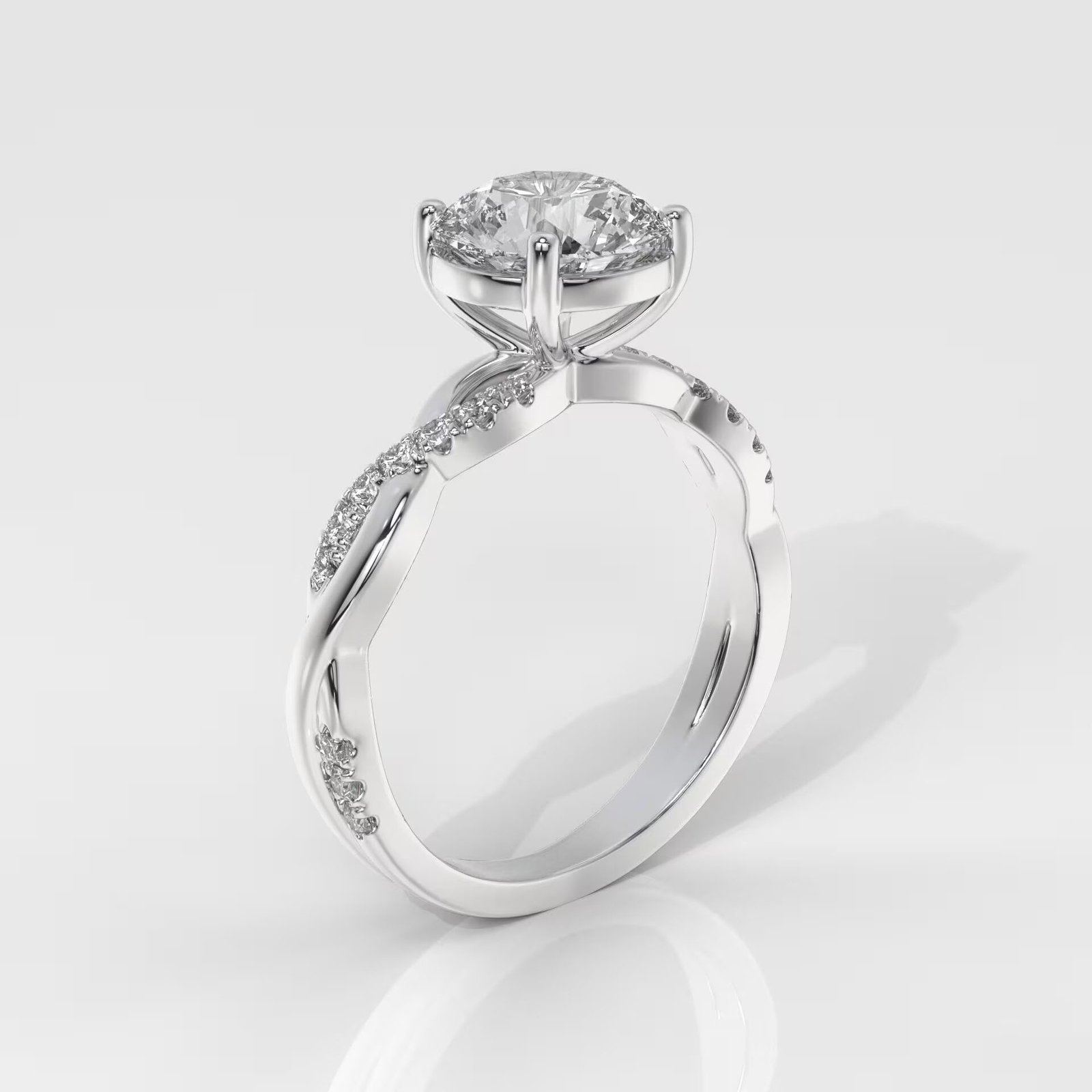 Round Brilliant Cut Engagement Ring with Twisted Band - Image 6