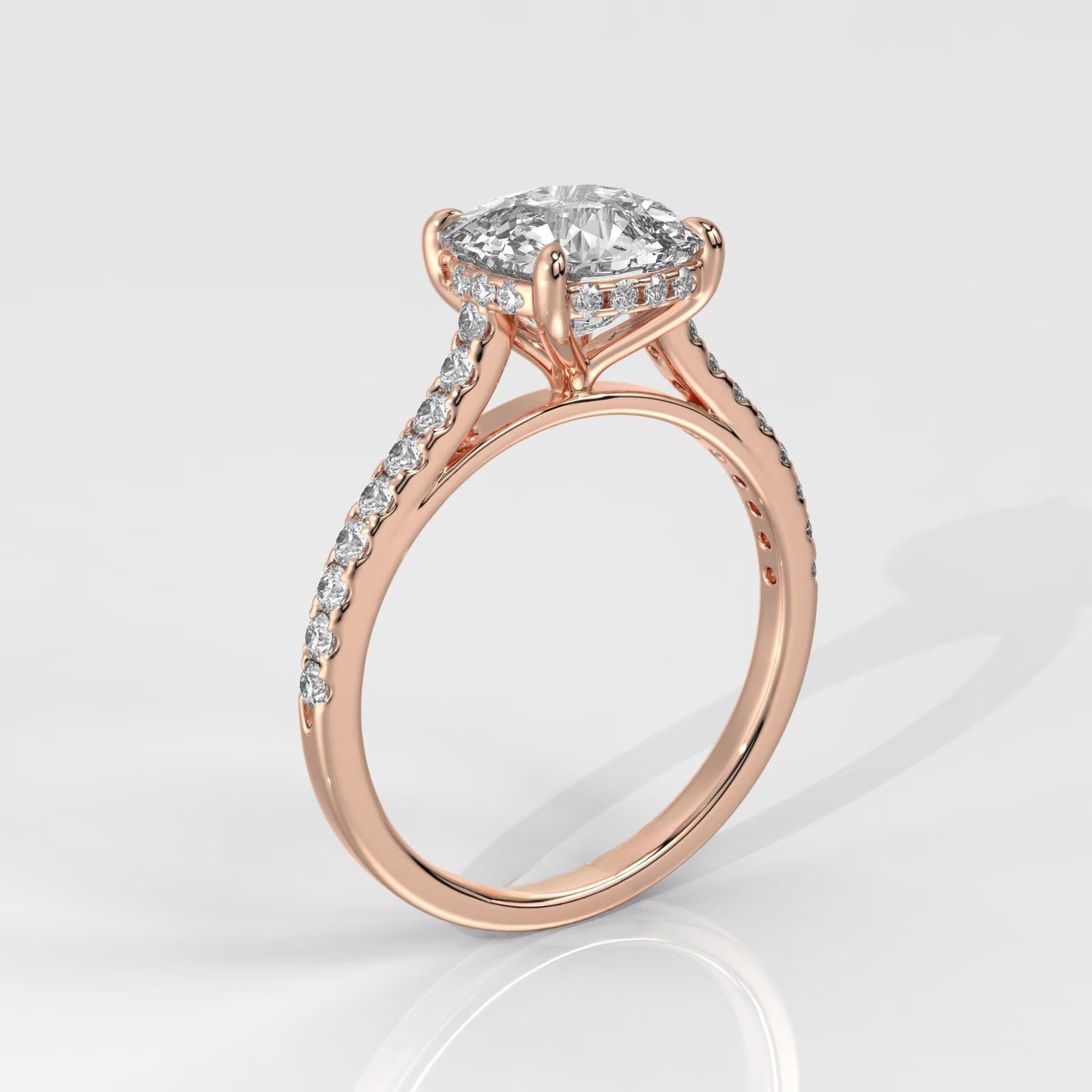Cushion-Cut Diamond Engagement Ring with Side Stones - Image 9