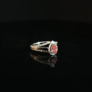10K Gold Pear Shape Halo Diamond Ring with 0.96CT Diamond