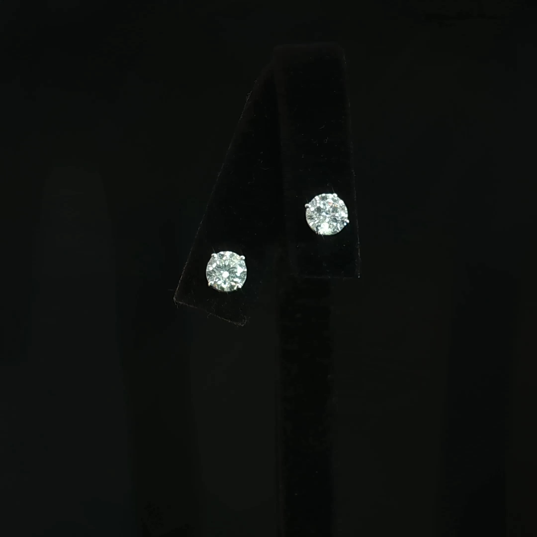 Classic Round Natural Diamond Stud Earrings with 2.01 CTW (1CT Each)