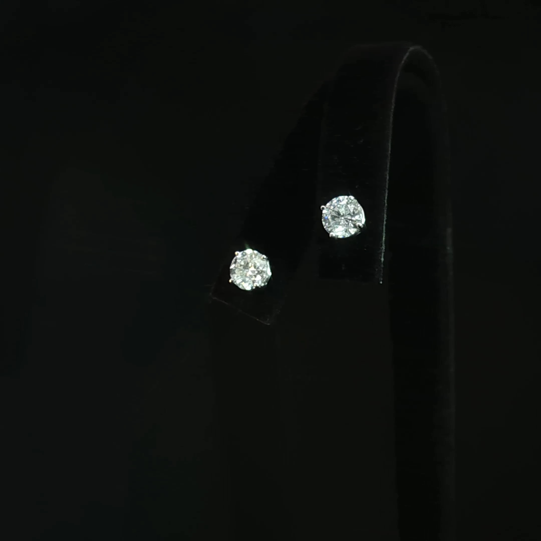 Classic Round Natural Diamond Stud Earrings with 2.01 CTW (1CT Each) - Image 2