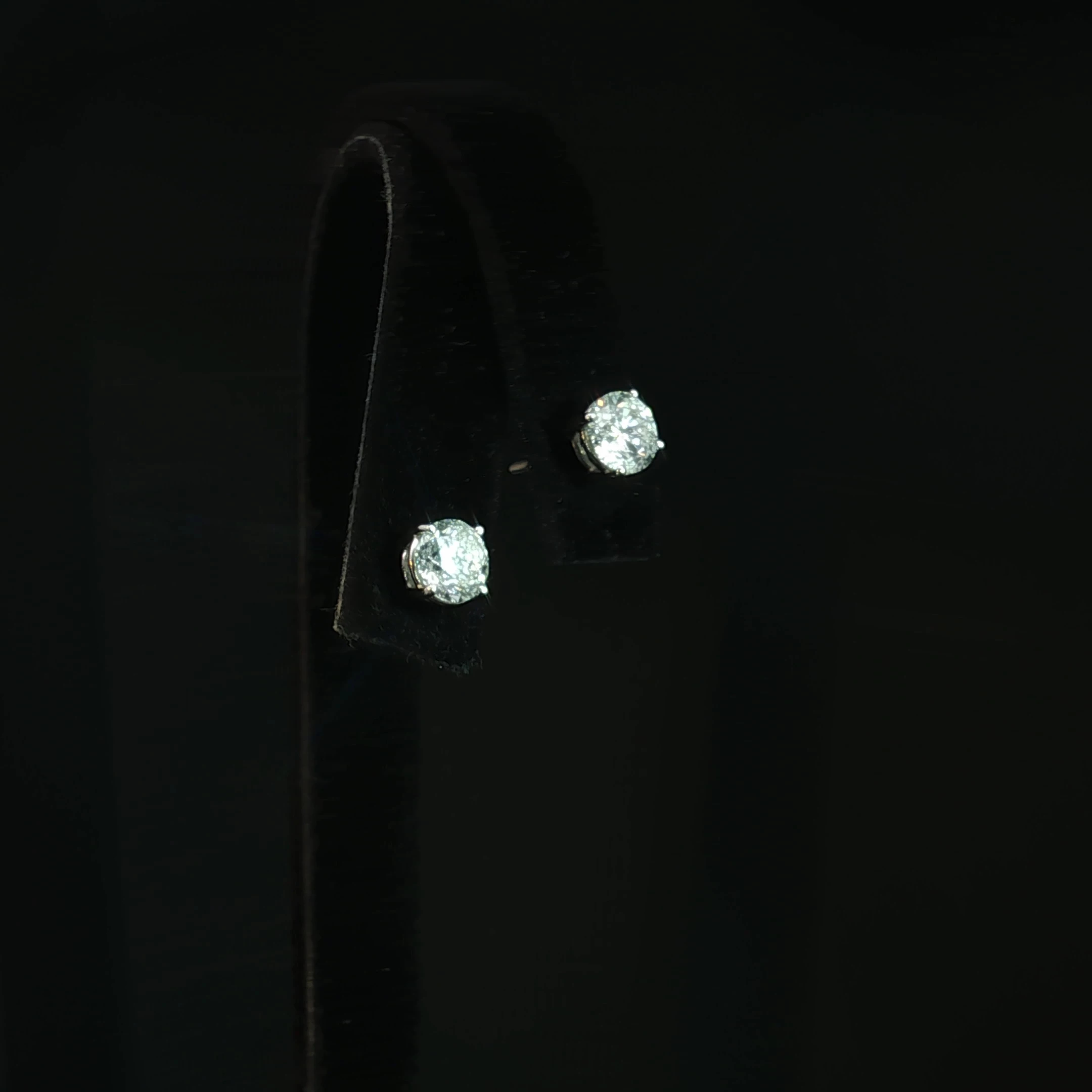Classic Round Natural Diamond Stud Earrings with 2.01 CTW (1CT Each) - Image 4