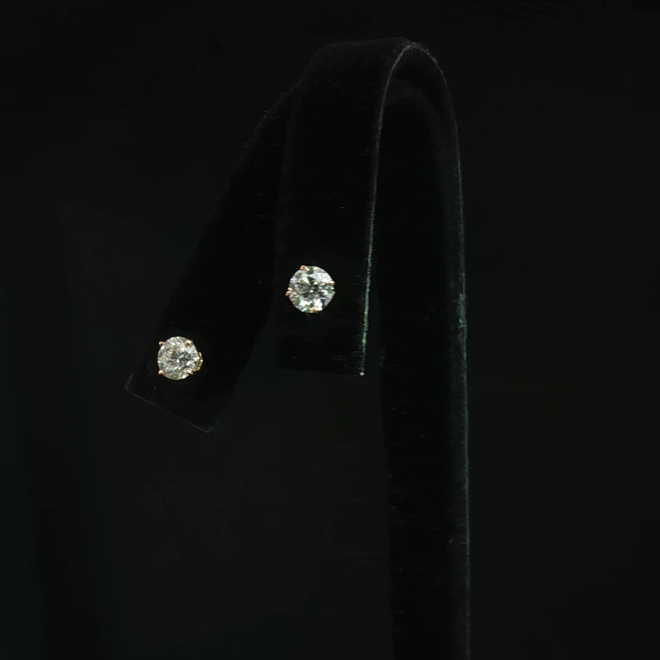 Classic Round Solitaire Natural Diamond Stud Earrings with 0.97 CTW - Image 2