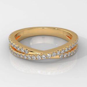 Round Brilliant Cut Crossover Wedding Band