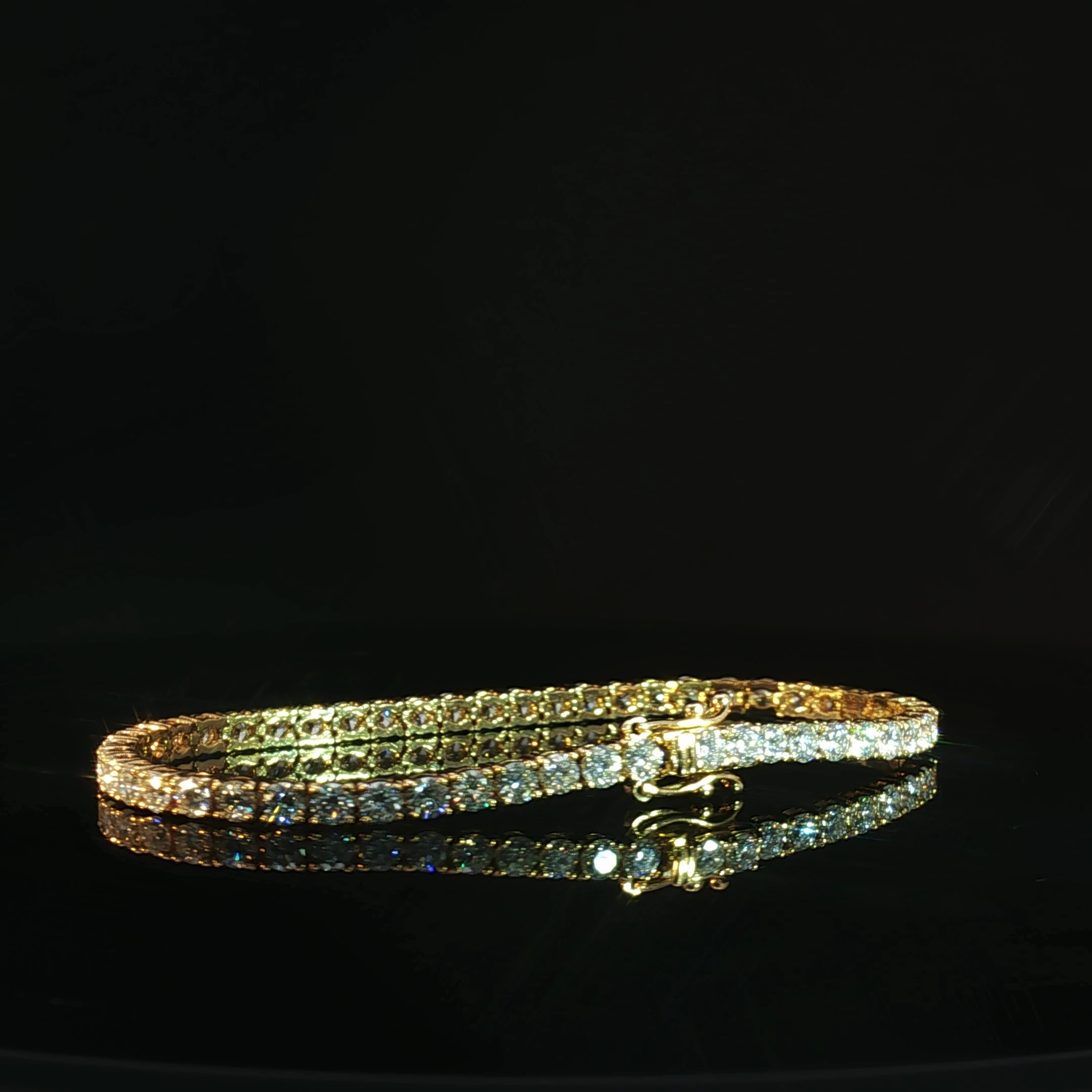 14K Yellow Gold Diamond Tennis Bracelet
