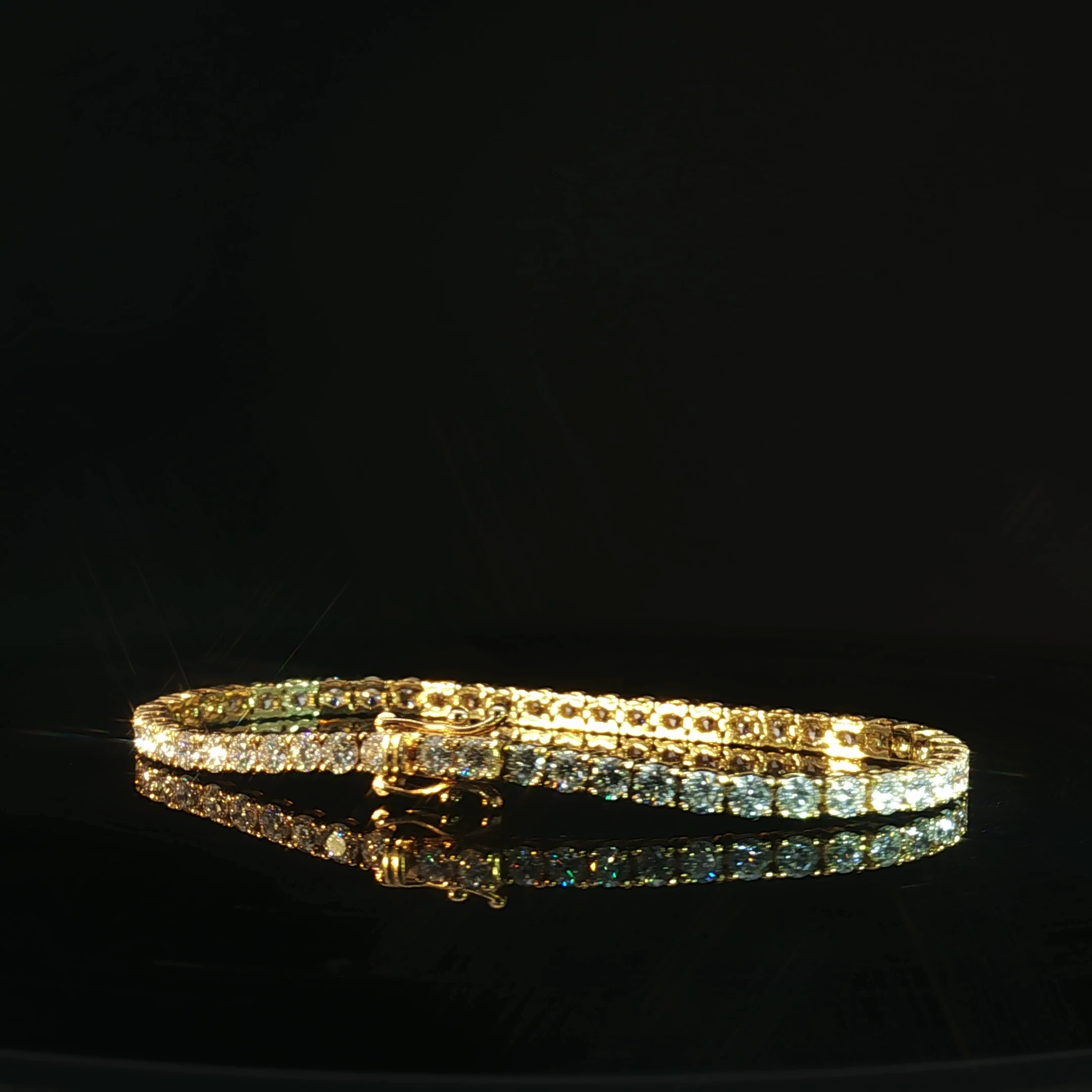 14K Yellow Gold Diamond Tennis Bracelet - Image 3