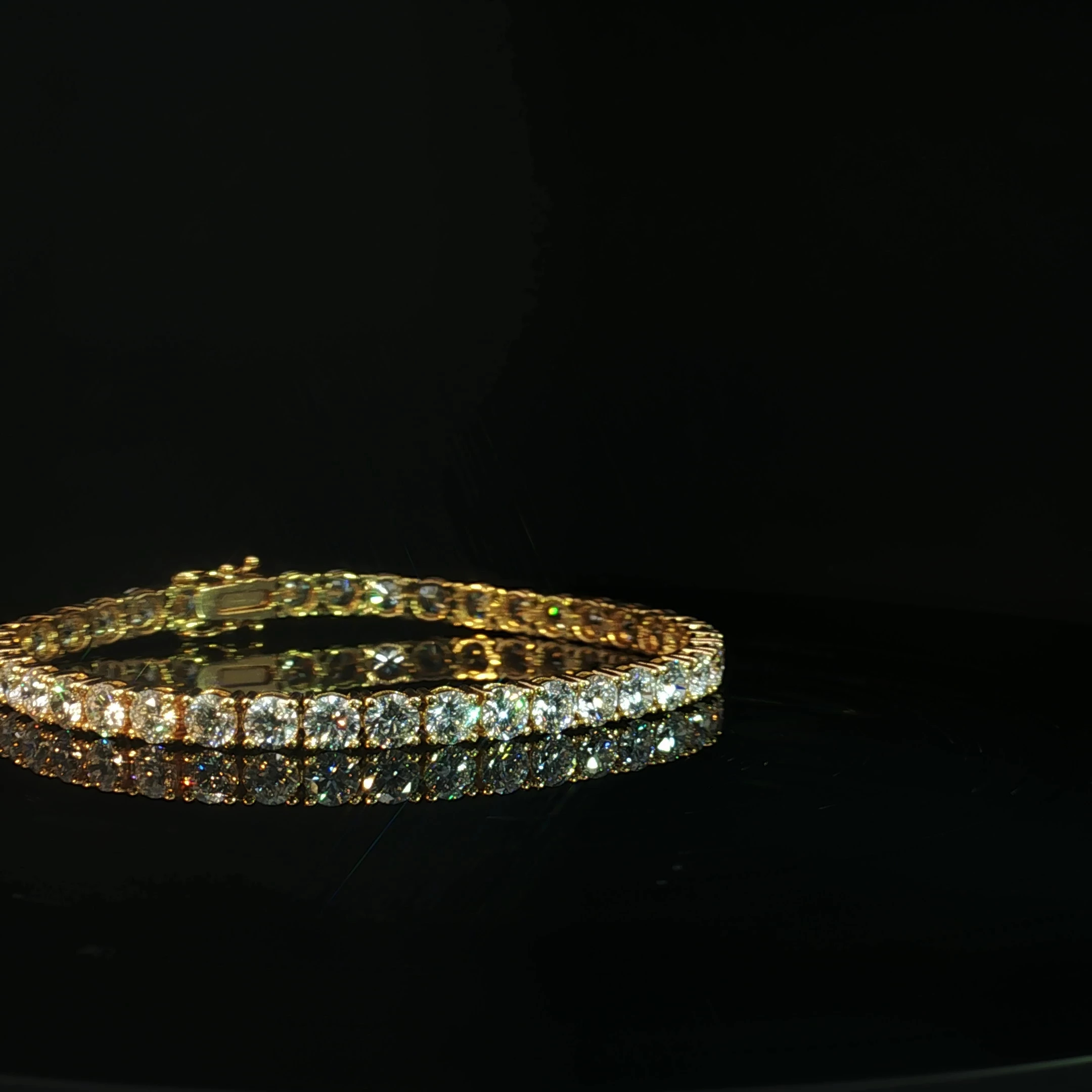 14K Yellow Gold Diamond Tennis Bracelet