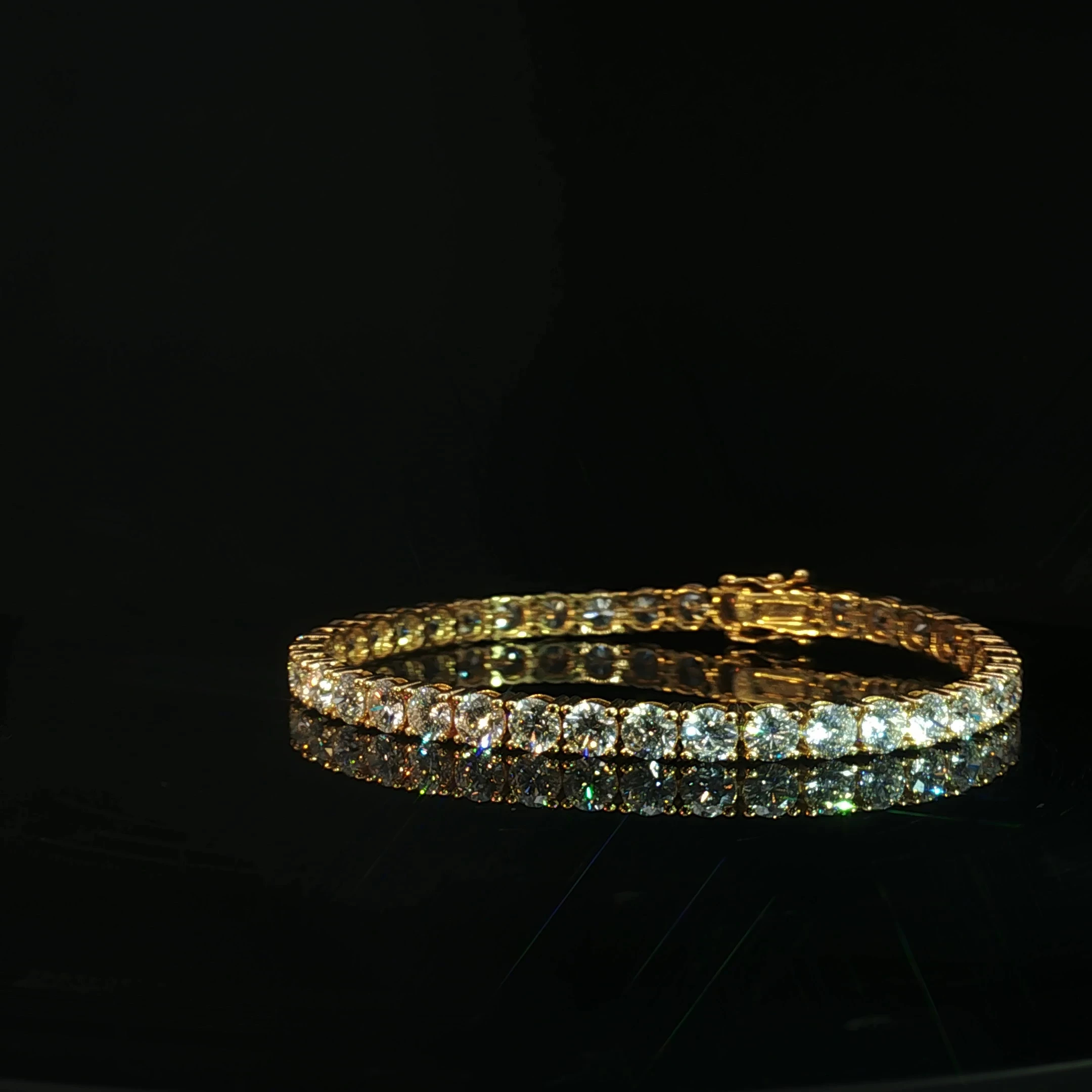 14K Yellow Gold Diamond Tennis Bracelet - Image 3