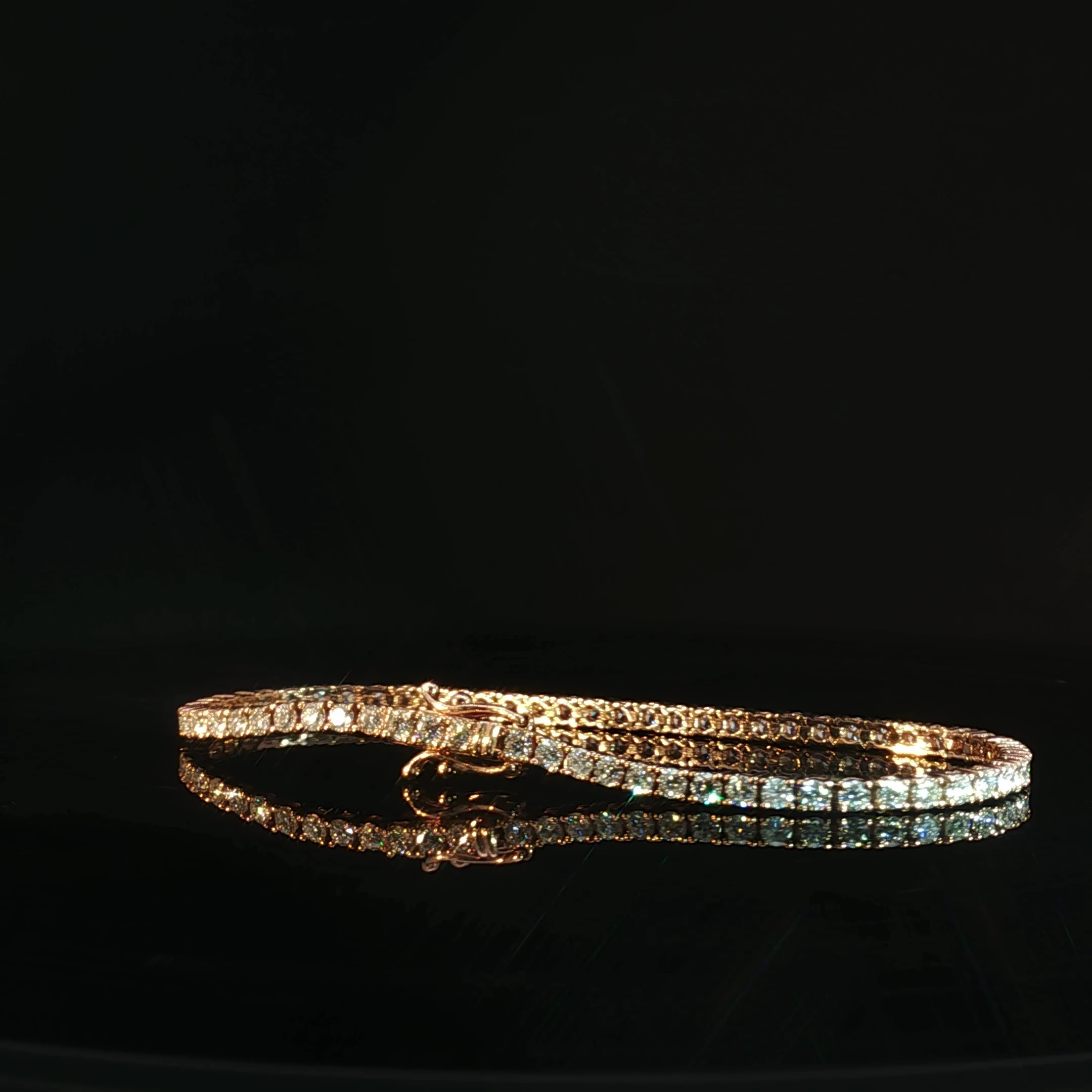 14K Rose Gold Diamond Tennis Bracelet - Image 3