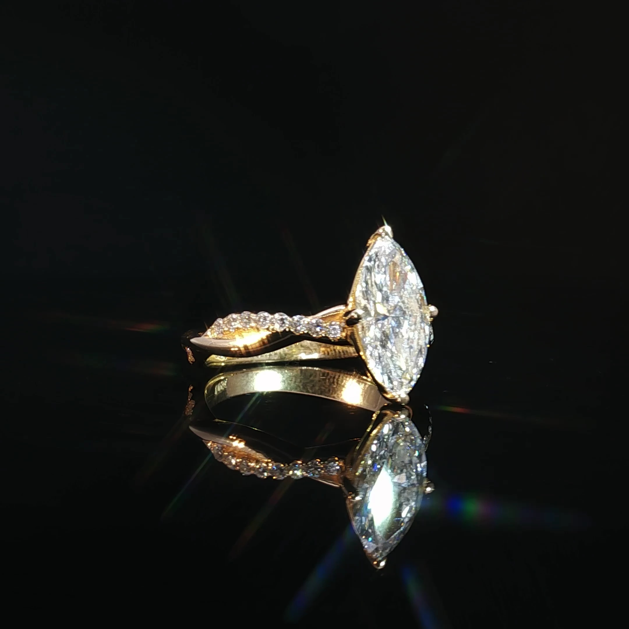 Marquise Cut Engagement Ring with Twisted Band & 1.93 CTW